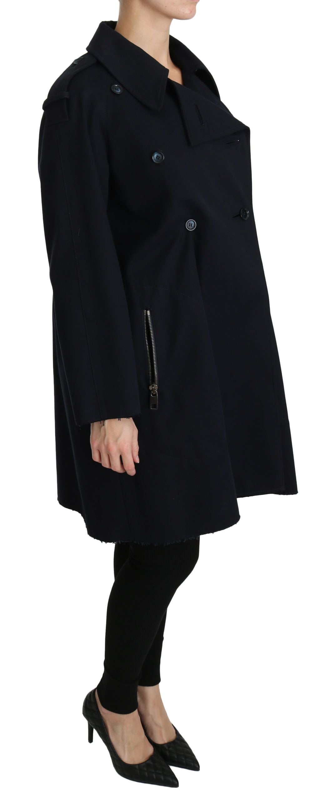 Dolce & Gabbana Coat Blue Cotton Women Trench Jacket Dolce & Gabbana
