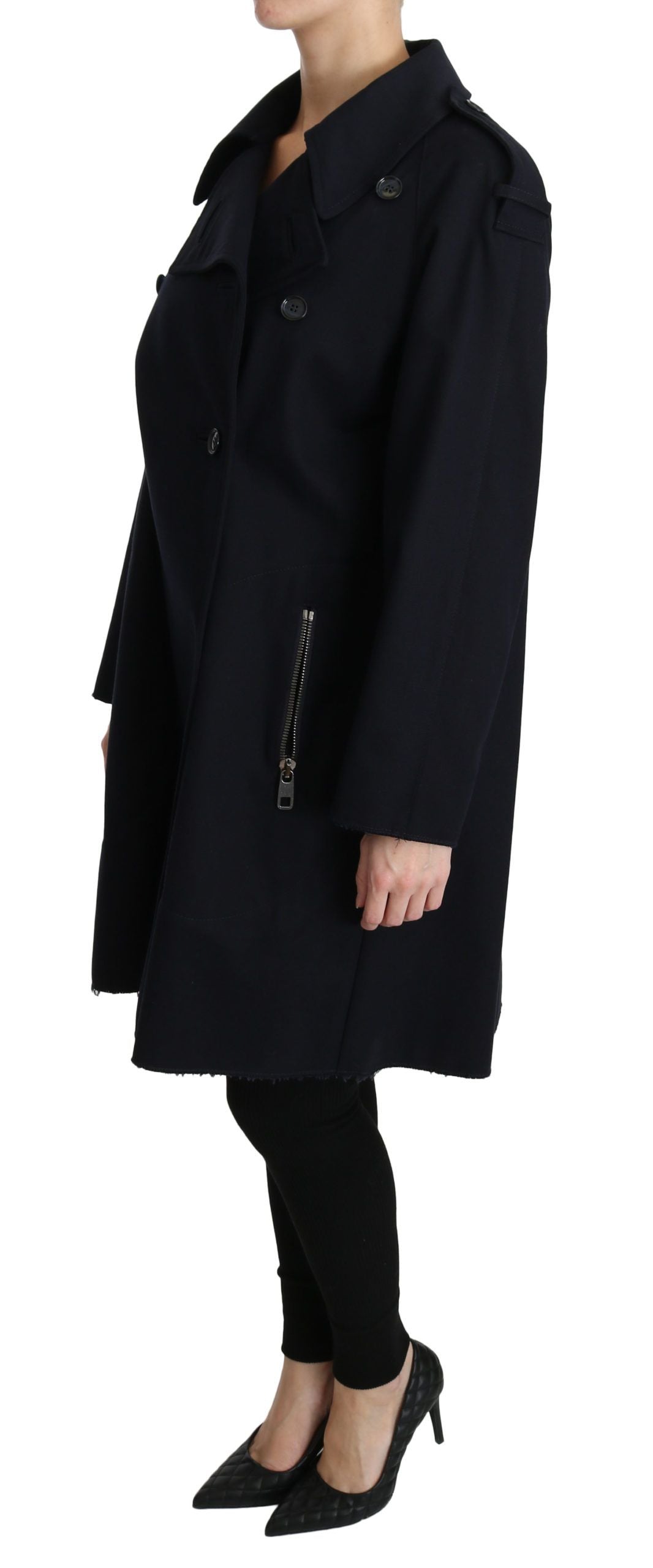 Dolce & Gabbana Coat Blue Cotton Women Trench Jacket Dolce & Gabbana