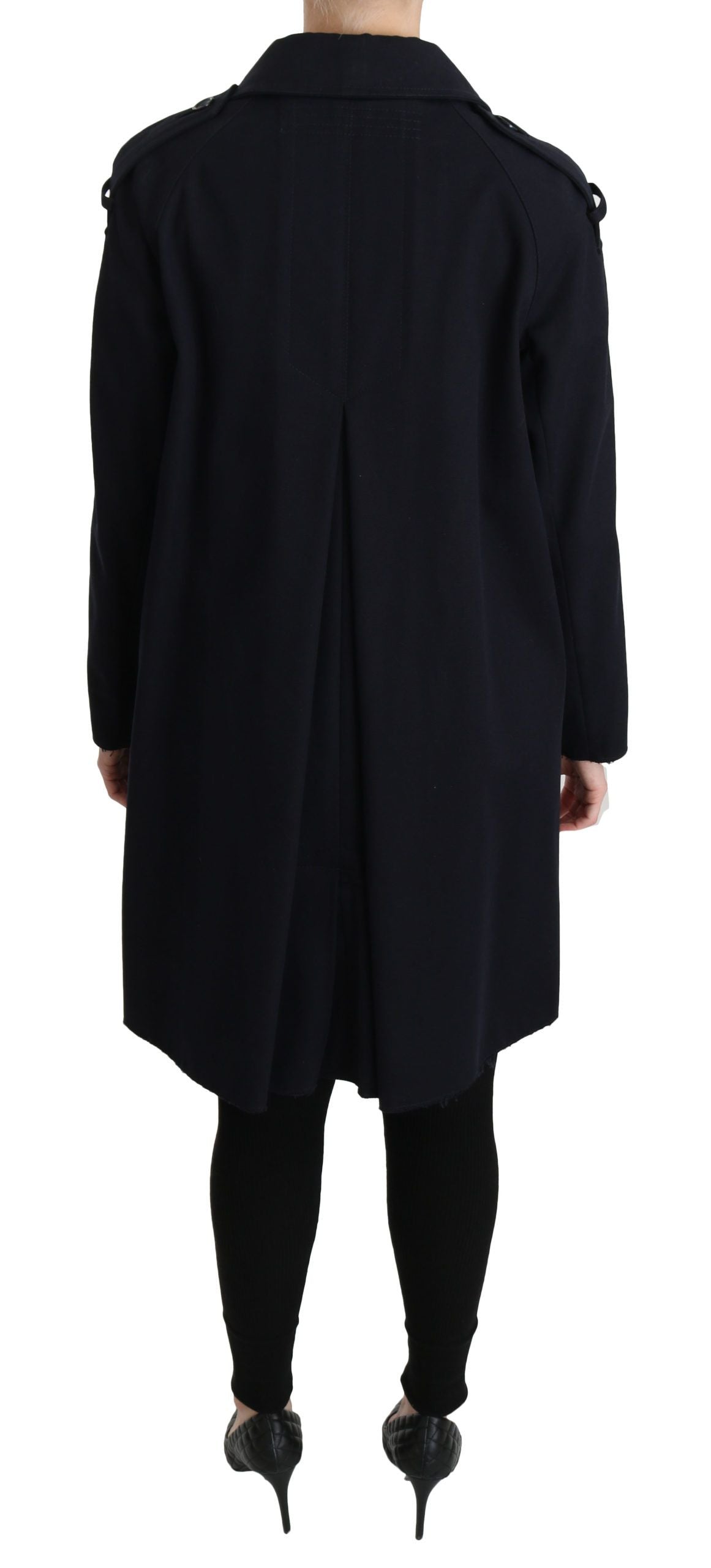Dolce & Gabbana Coat Blue Cotton Women Trench Jacket Dolce & Gabbana
