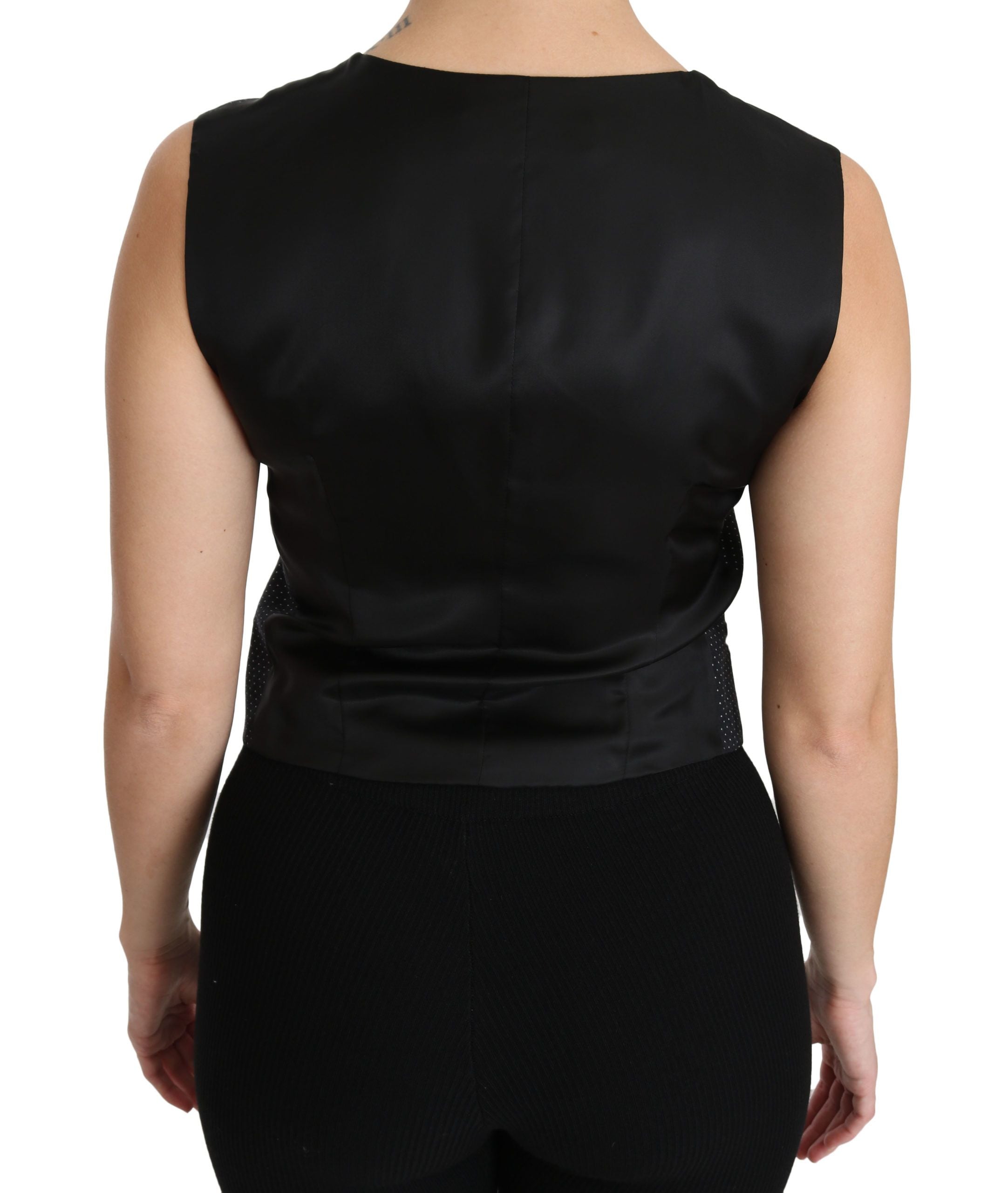 Dolce & Gabbana Black Dotted Waistcoat Vest Blouse Top Dolce & Gabbana