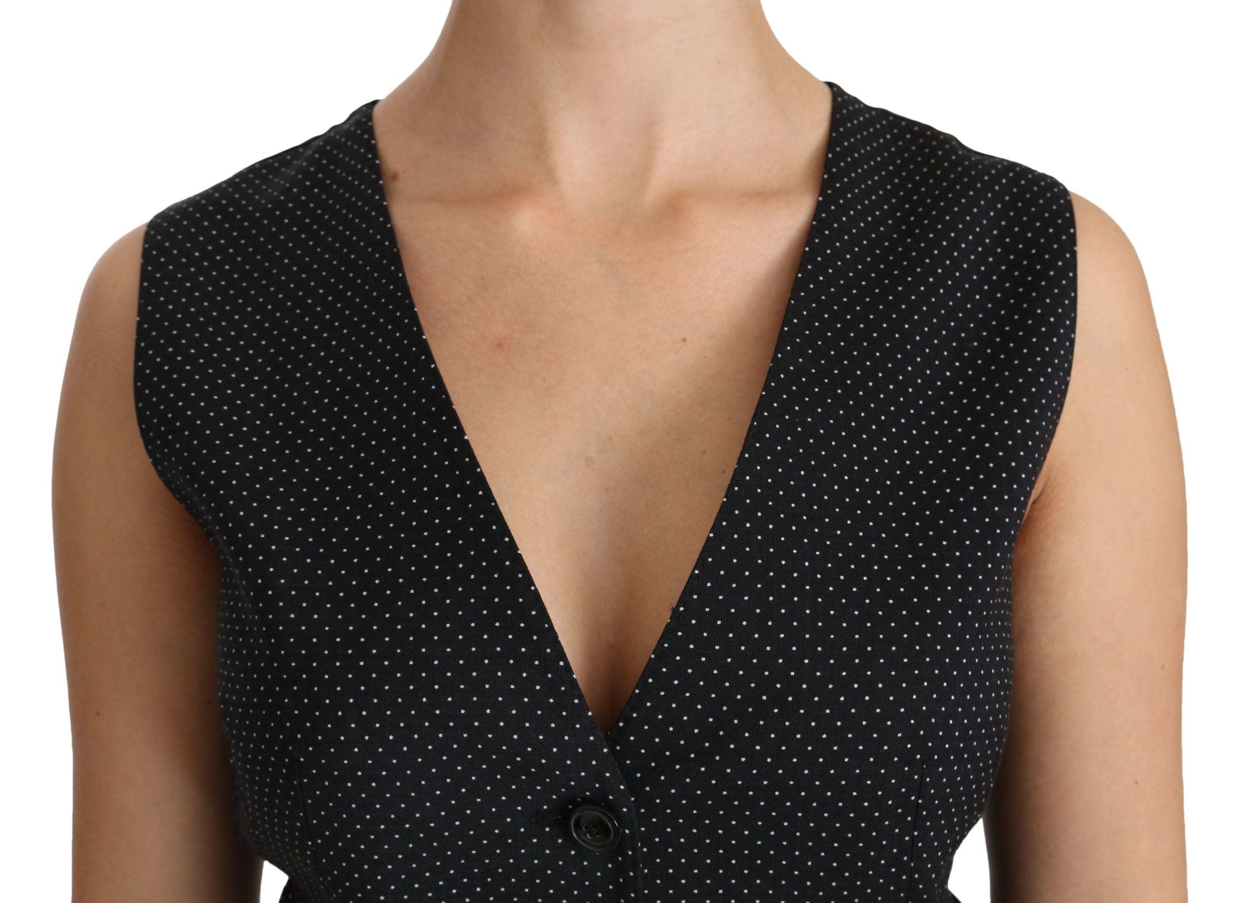 Dolce & Gabbana Black Dotted Waistcoat Vest Blouse Top Dolce & Gabbana