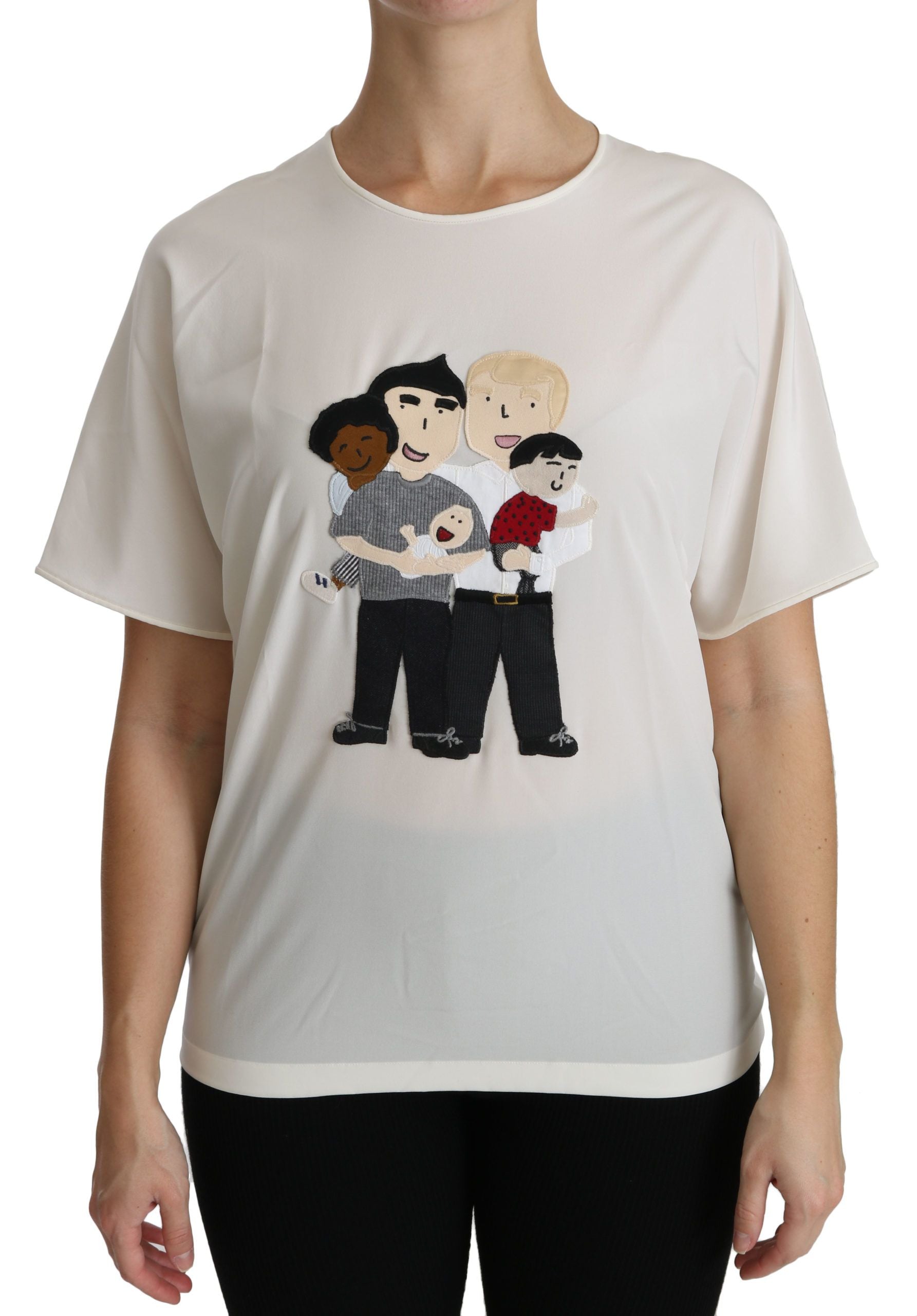 Dolce & Gabbana White #dgfamily Patch Short Sleeve Blouse Top Dolce & Gabbana