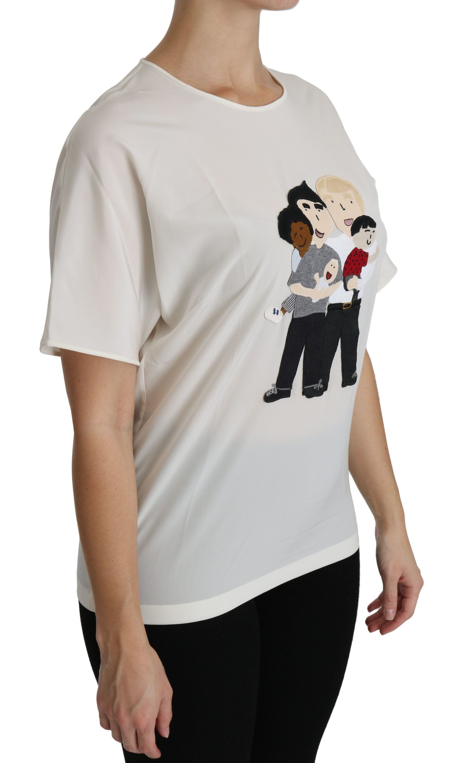 Dolce & Gabbana White #dgfamily Patch Short Sleeve Blouse Top Dolce & Gabbana