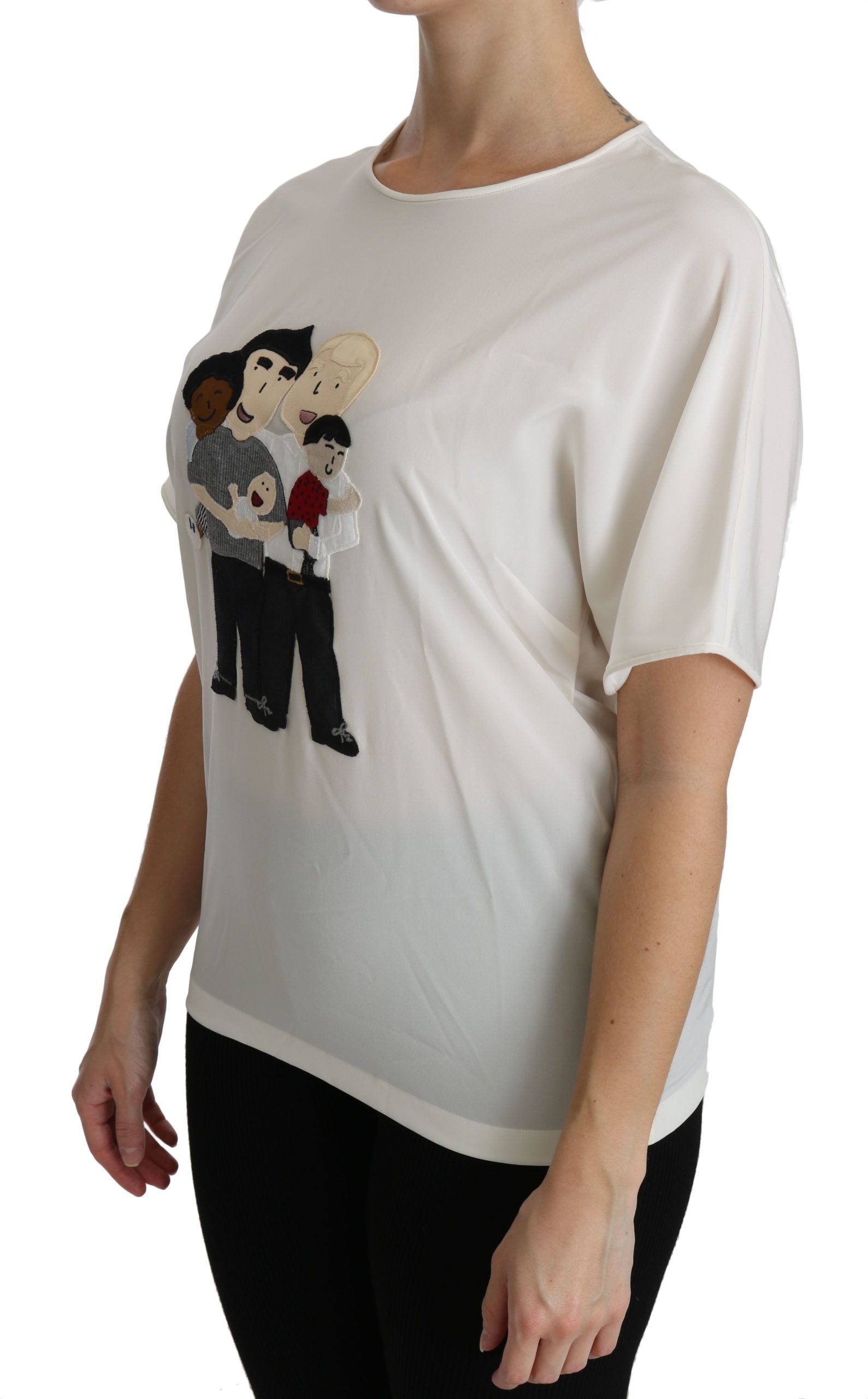 Dolce & Gabbana White #dgfamily Patch Short Sleeve Blouse Top Dolce & Gabbana