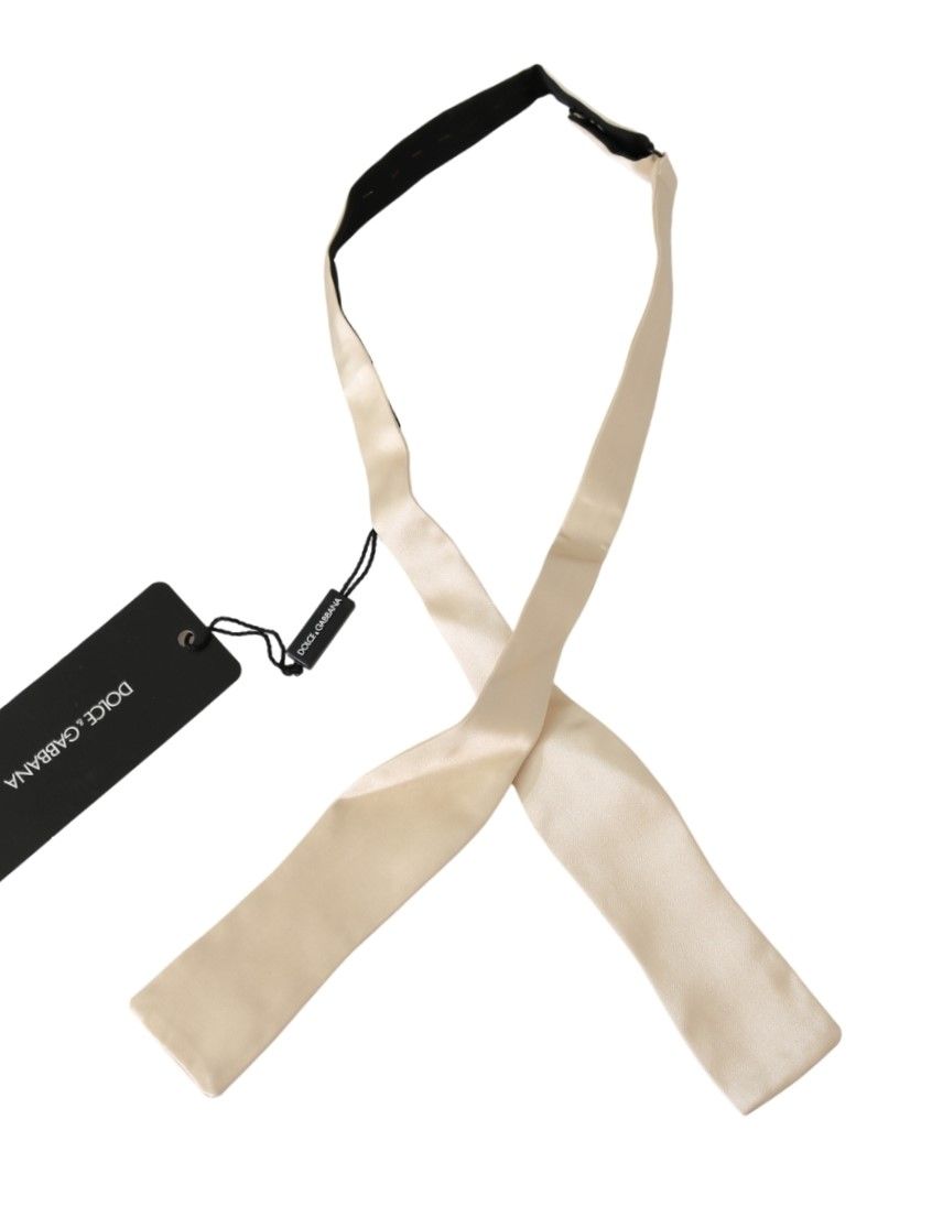 Dolce & Gabbana Beige Slim Skinny Men Necktie 100% Silk Bowtie Dolce & Gabbana