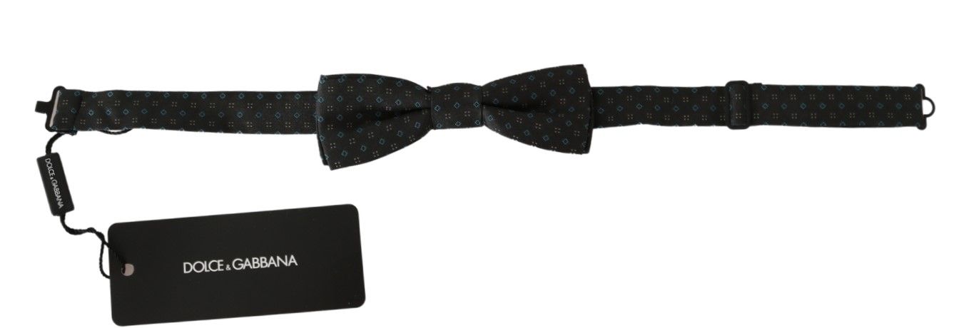 Dolce & Gabbana Gray Patterned Mens Necktie Papillon 100% Silk Bow Tie Dolce & Gabbana