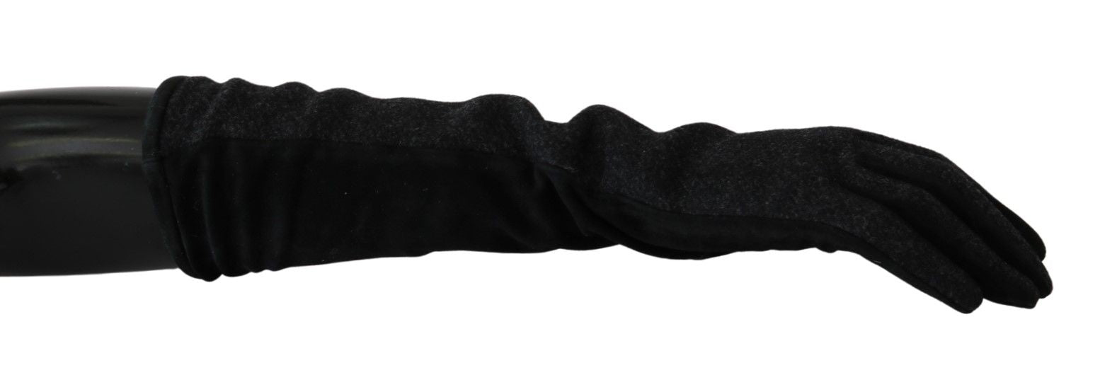 Dolce & Gabbana Black Gray Mid Arm Length Mittens Wool  Gloves Dolce & Gabbana