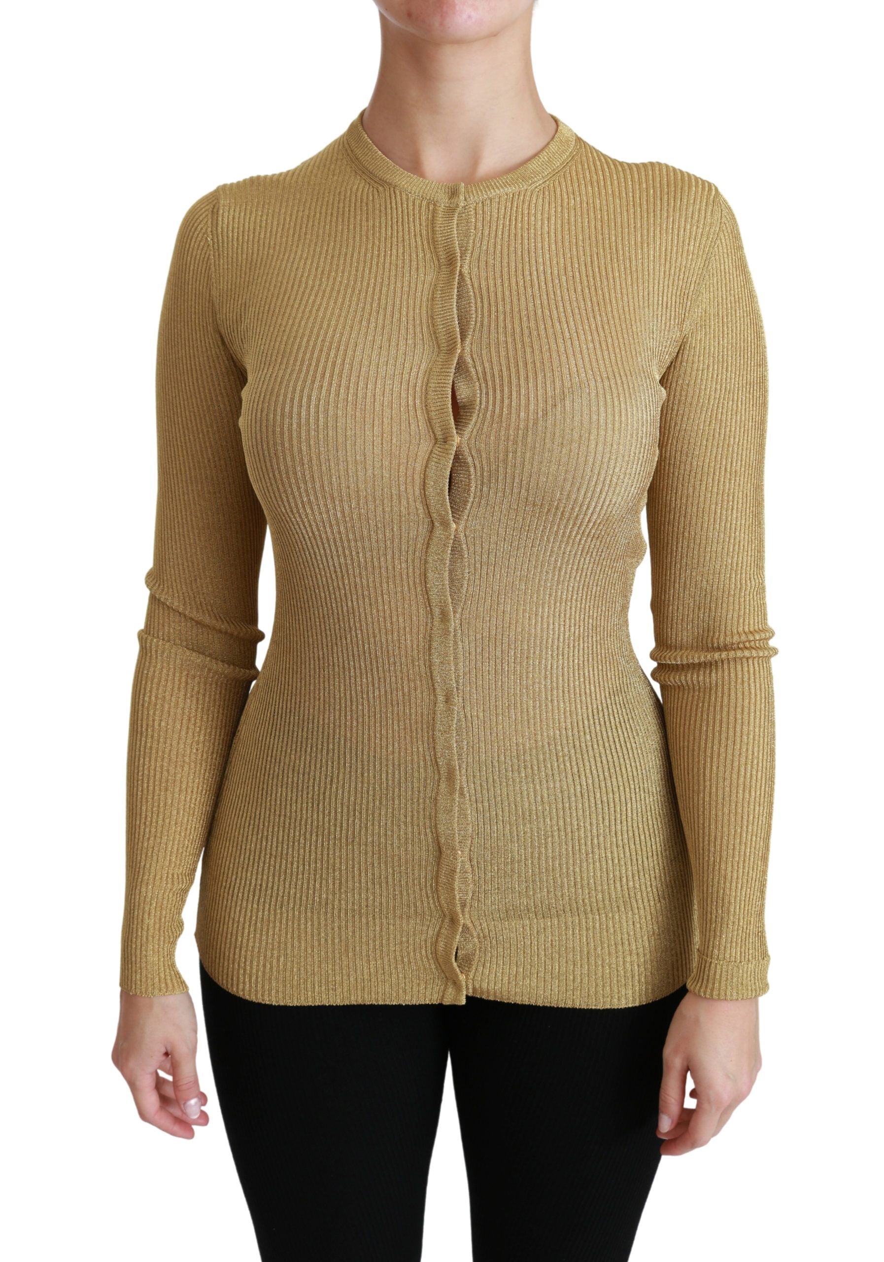 Dolce & Gabbana Gold Long Sleeve Cardigan Viscose Sweater Dolce & Gabbana