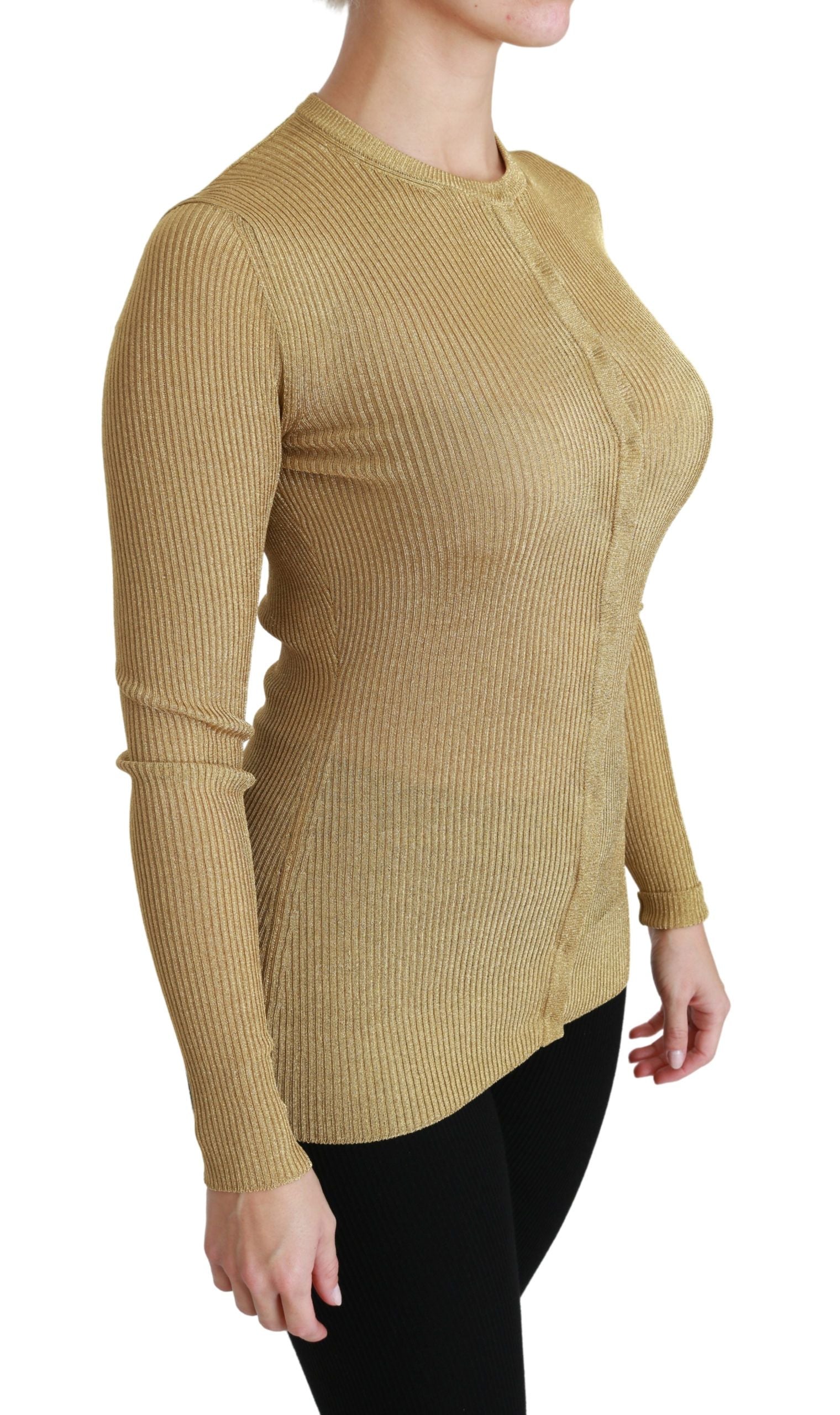 Dolce & Gabbana Gold Long Sleeve Cardigan Viscose Sweater Dolce & Gabbana