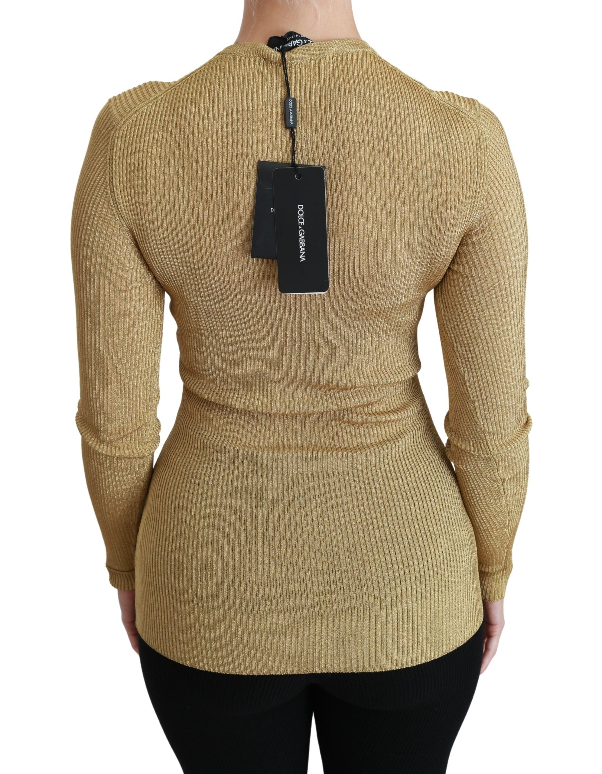 Dolce & Gabbana Gold Long Sleeve Cardigan Viscose Sweater Dolce & Gabbana