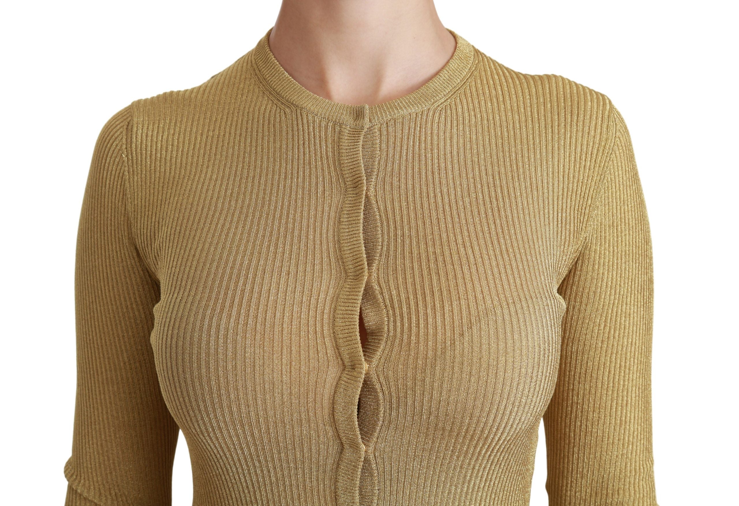 Dolce & Gabbana Gold Long Sleeve Cardigan Viscose Sweater Dolce & Gabbana