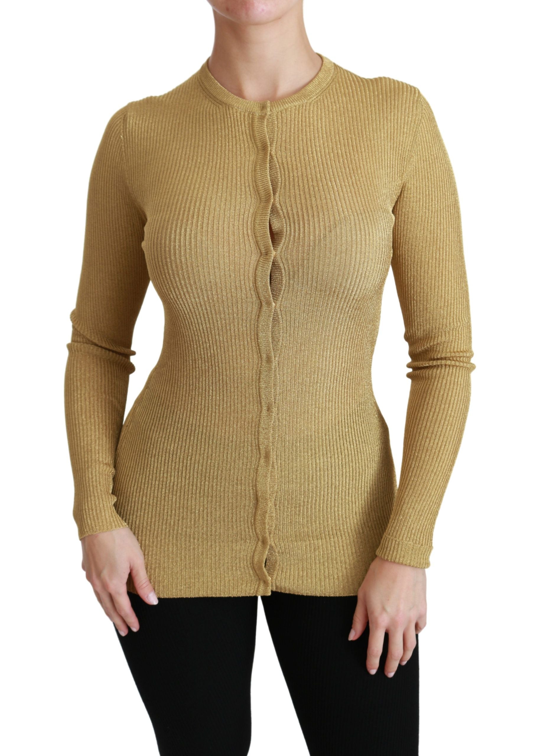 Dolce & Gabbana Gold Long Sleeve Cardigan Viscose Sweater Dolce & Gabbana