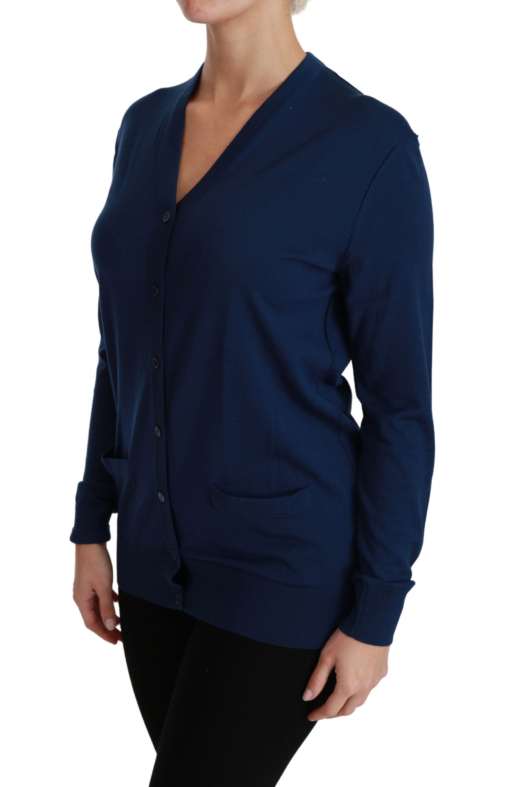 Dolce & Gabbana Blue Button Cardigan Virgin Wool Sweater Dolce & Gabbana