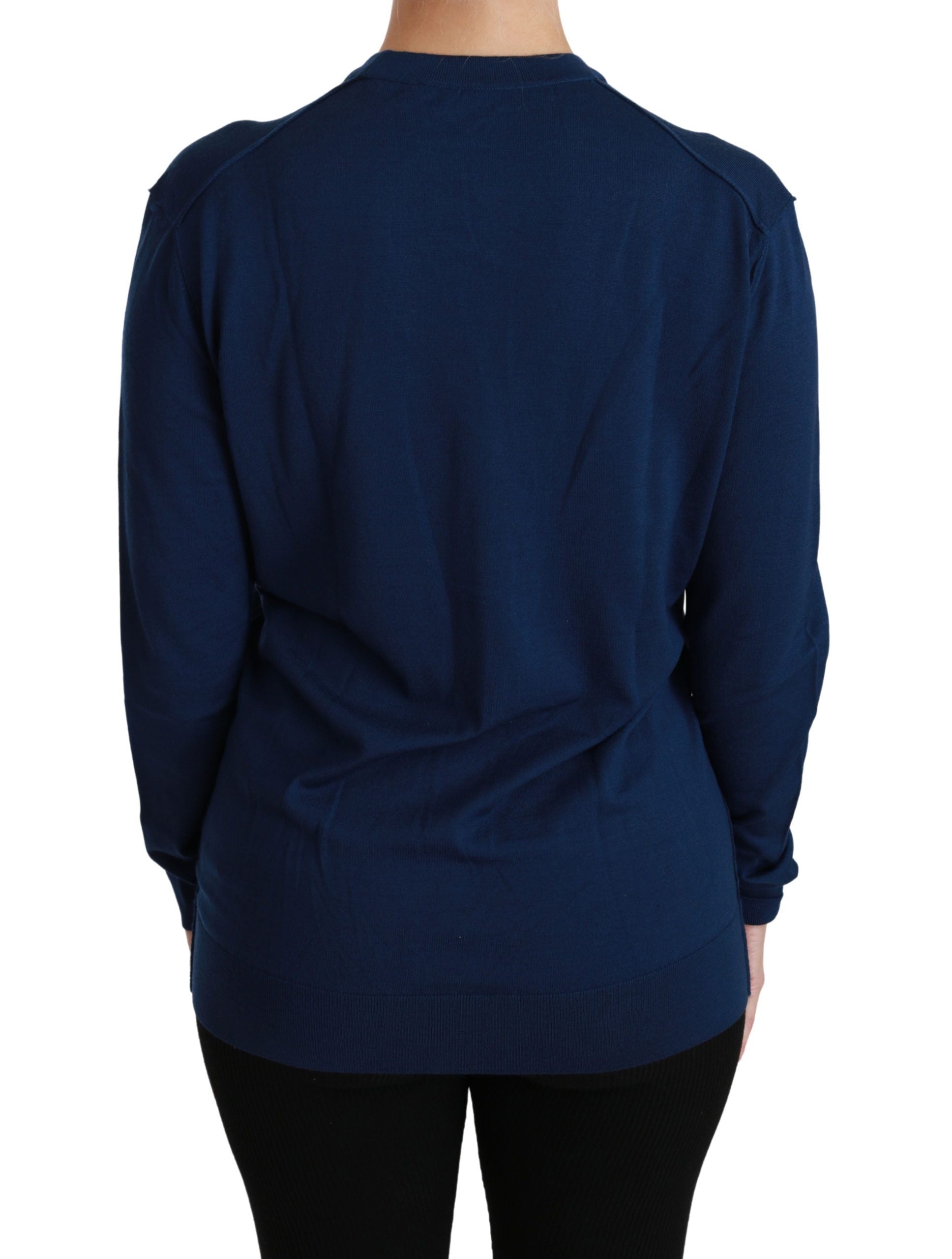 Dolce & Gabbana Blue Button Cardigan Virgin Wool Sweater Dolce & Gabbana