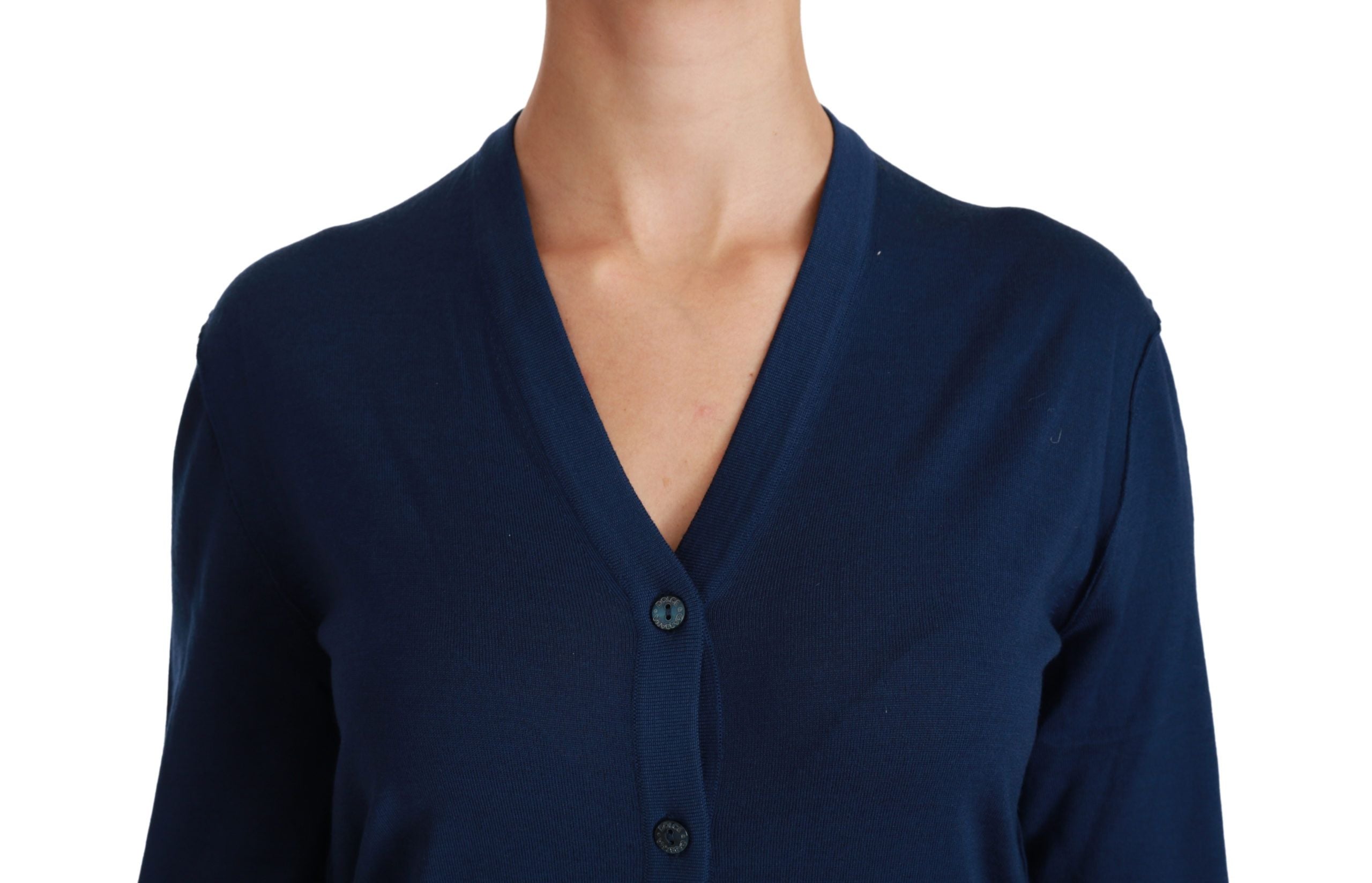 Dolce & Gabbana Blue Button Cardigan Virgin Wool Sweater Dolce & Gabbana