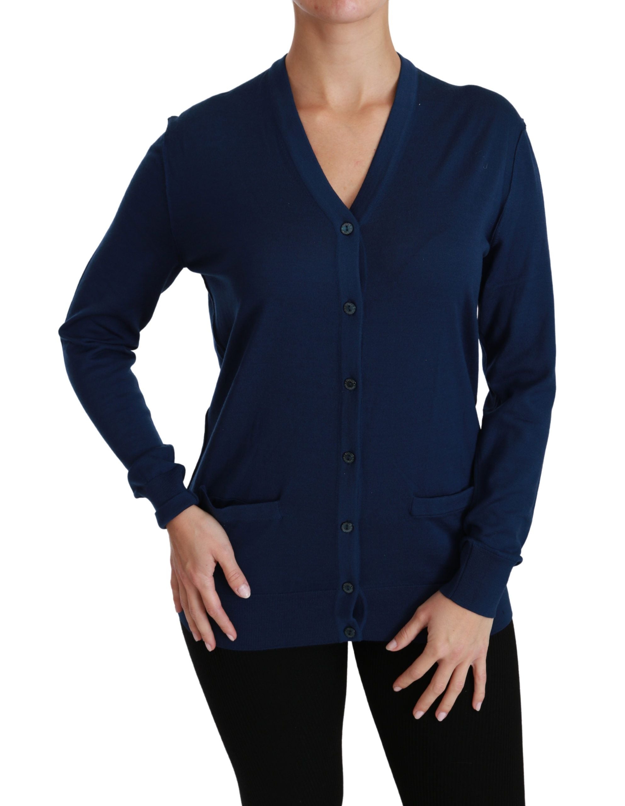 Dolce & Gabbana Blue Button Cardigan Virgin Wool Sweater Dolce & Gabbana