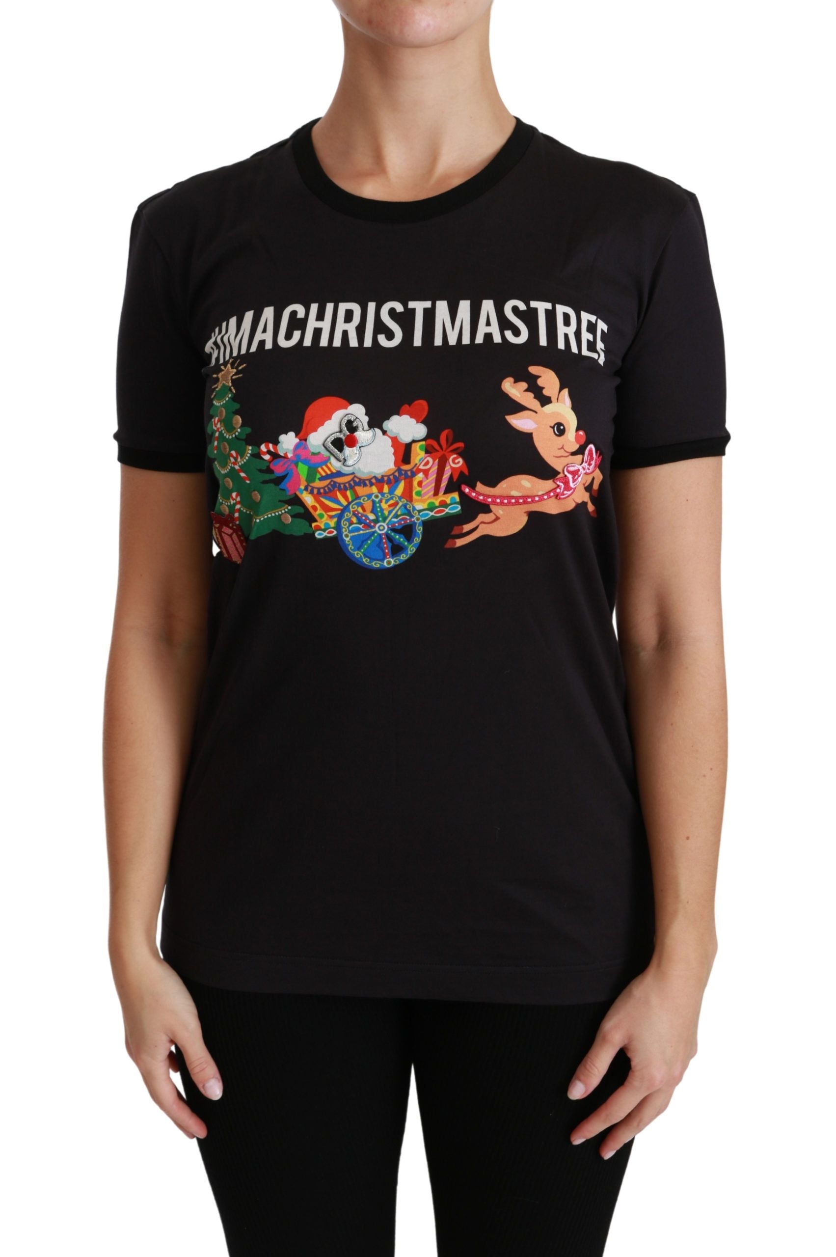 Dolce & Gabbana Black #ImAChristmasTree Crewneck Top T-shirt Dolce & Gabbana