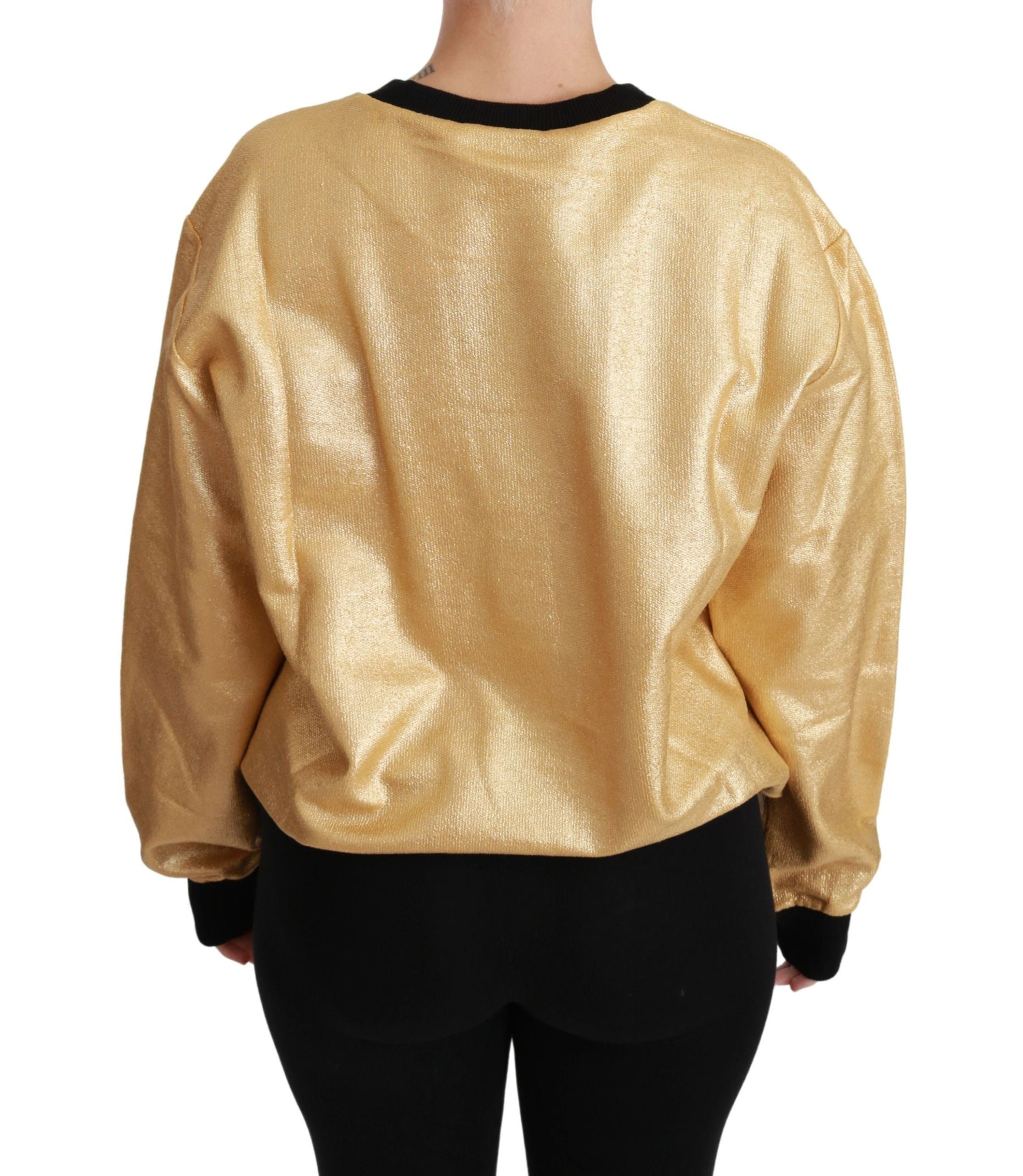 Dolce & Gabbana Gold Cotton Crewneck Pullover Sweater Dolce & Gabbana