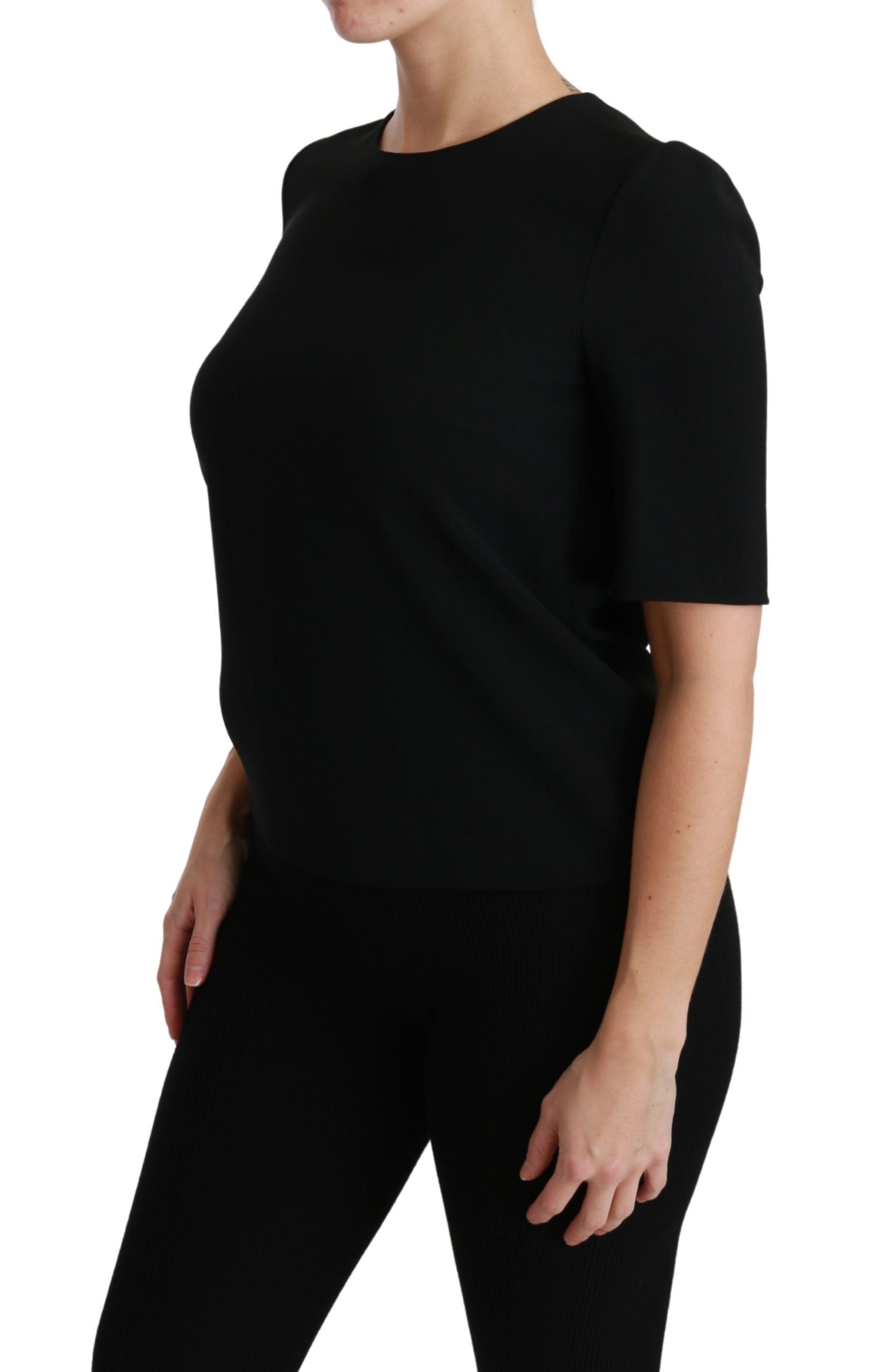 Dolce & Gabbana Black Short Sleeve Casual Top Stretch Blouse Dolce & Gabbana