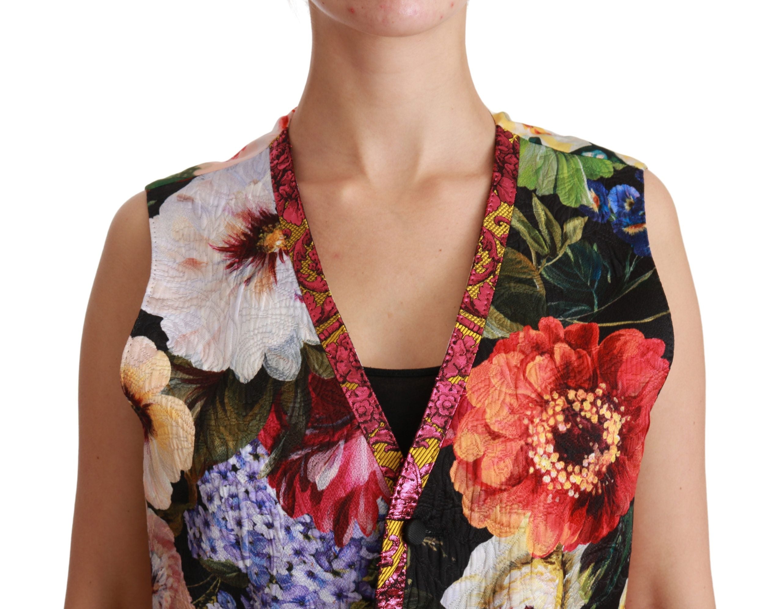 Dolce & Gabbana Multicolor Floral Sleeveless Waistcoat Top Vest Dolce & Gabbana