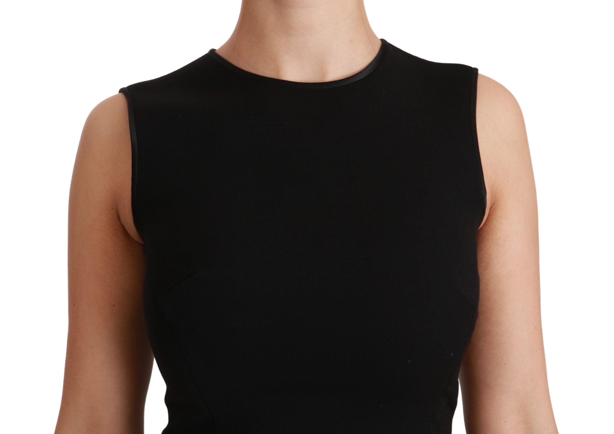Dolce & Gabbana Black Fit Flare Wool Stretch Sheath Dress Dolce & Gabbana