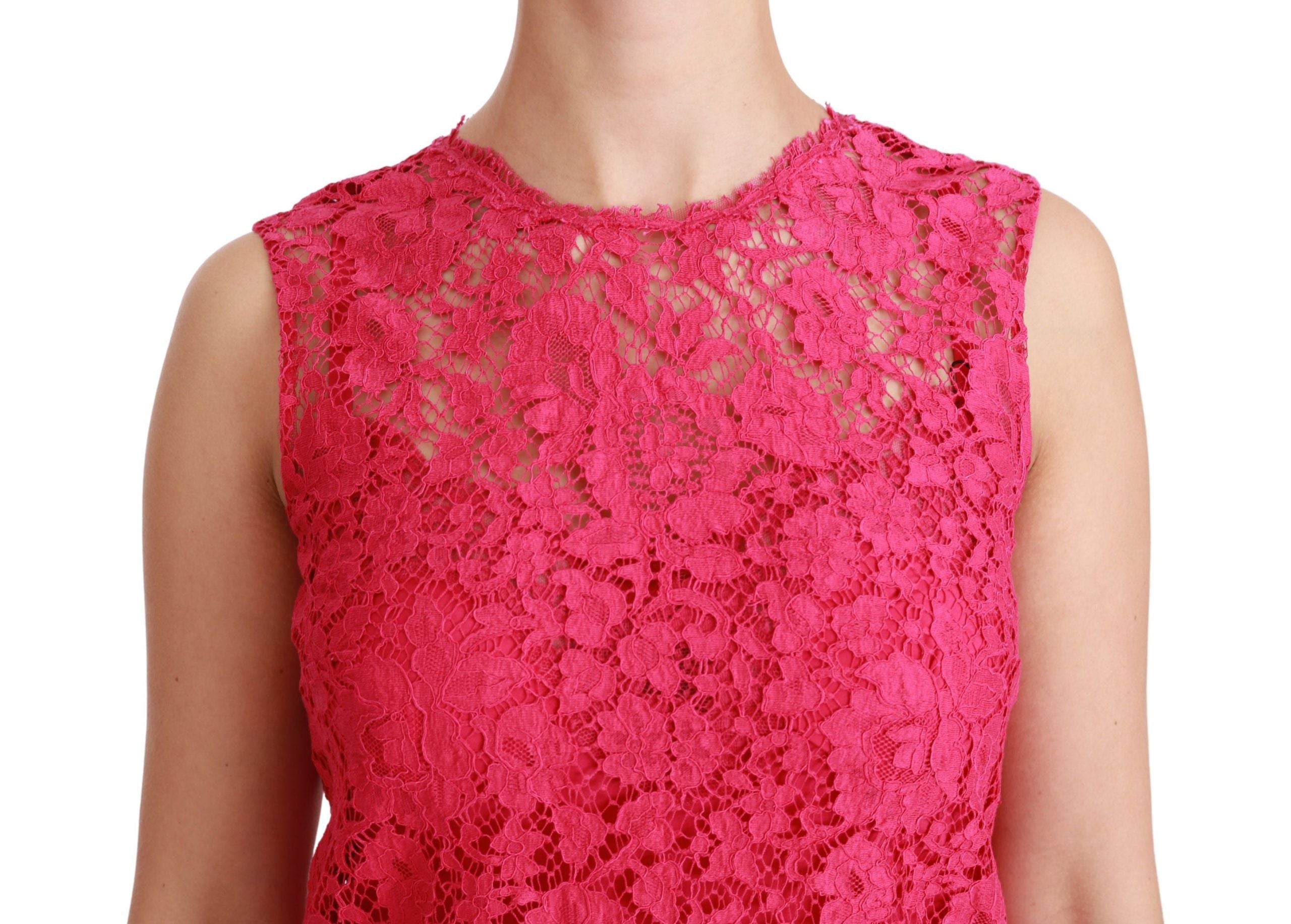 Dolce & Gabbana Pink Floral Lace Shift Gown Mini Dress Dolce & Gabbana
