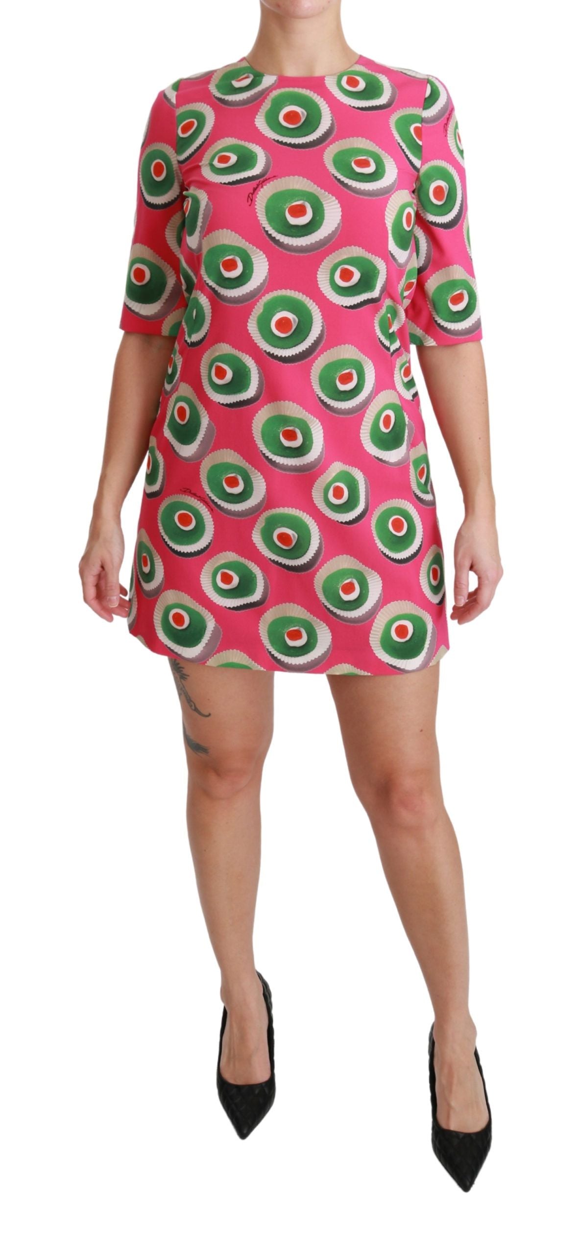Dolce & Gabbana Pink Silk Cup Cake Shift Stretch Dress Dolce & Gabbana