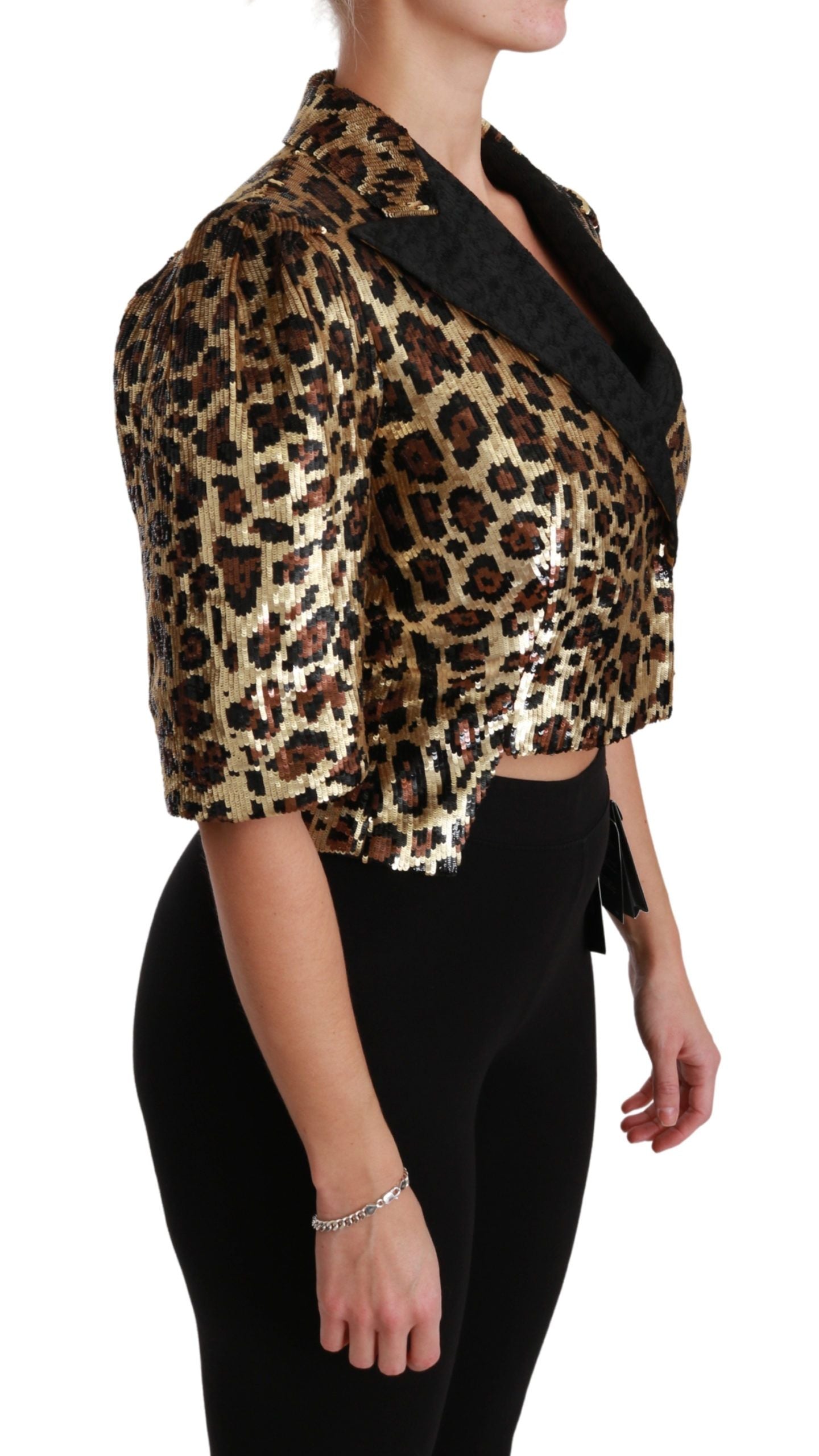 Dolce & Gabbana Blazer Gold Leopard Sequined Jacket Dolce & Gabbana