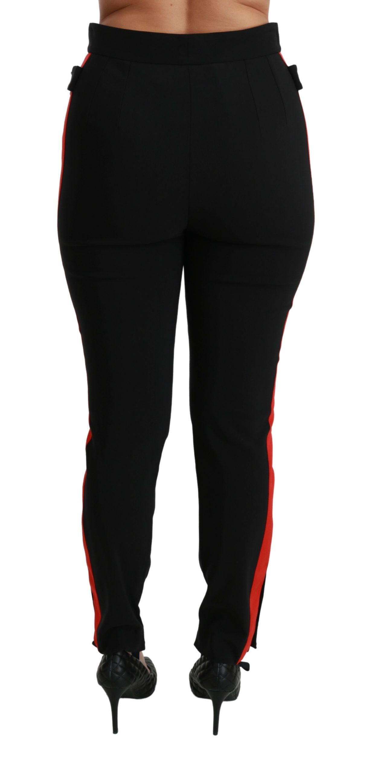 Dolce & Gabbana Black Skinny Stretch Fox Head Cotton Pants Dolce & Gabbana