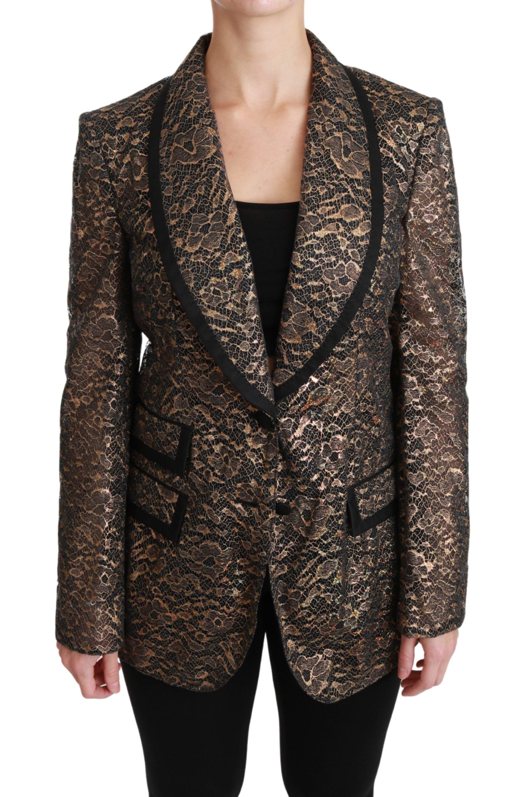 Dolce & Gabbana Gold Black Lace Blazer Coat Floral Jacket Dolce & Gabbana