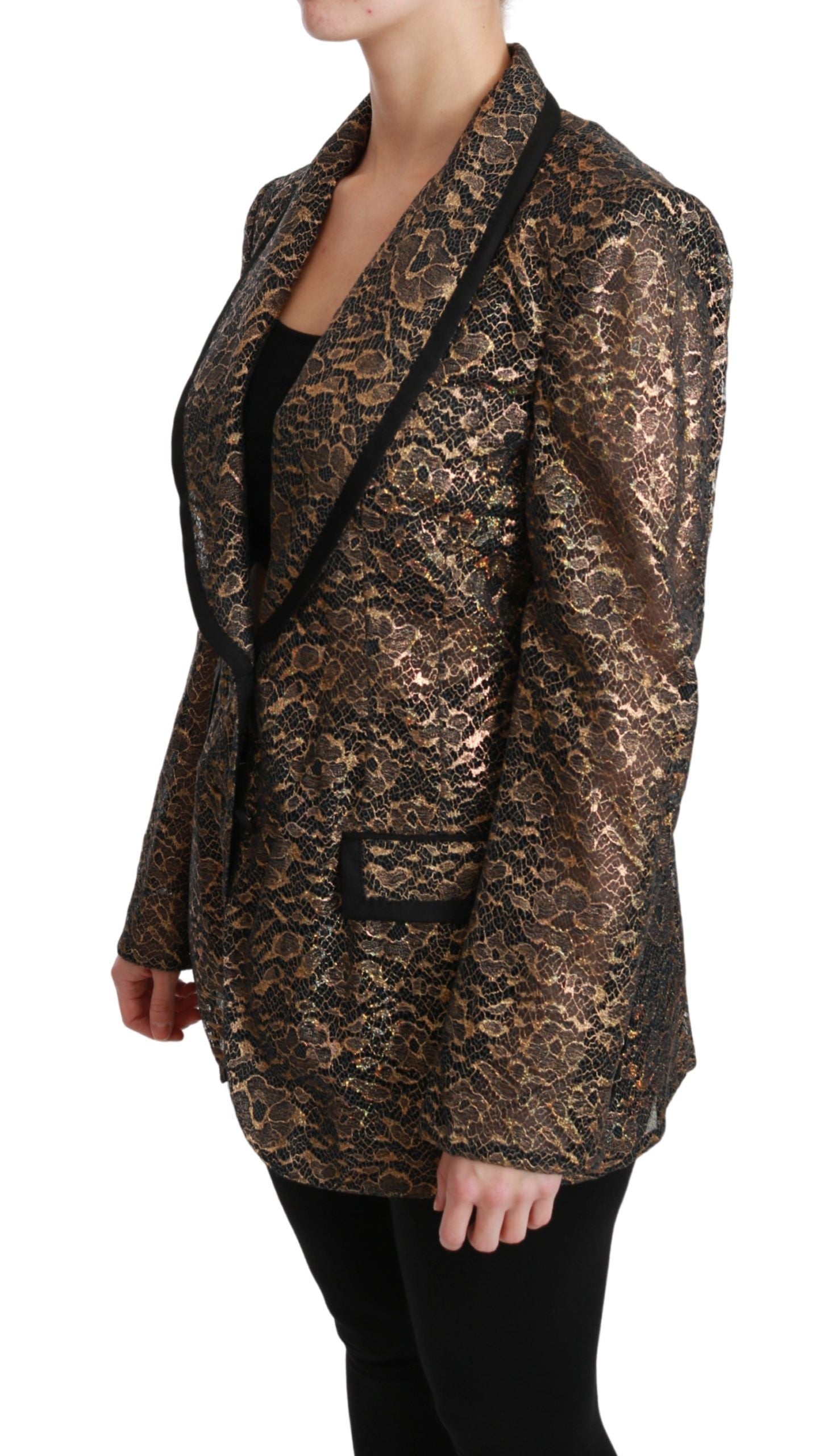 Dolce & Gabbana Gold Black Lace Blazer Coat Floral Jacket Dolce & Gabbana
