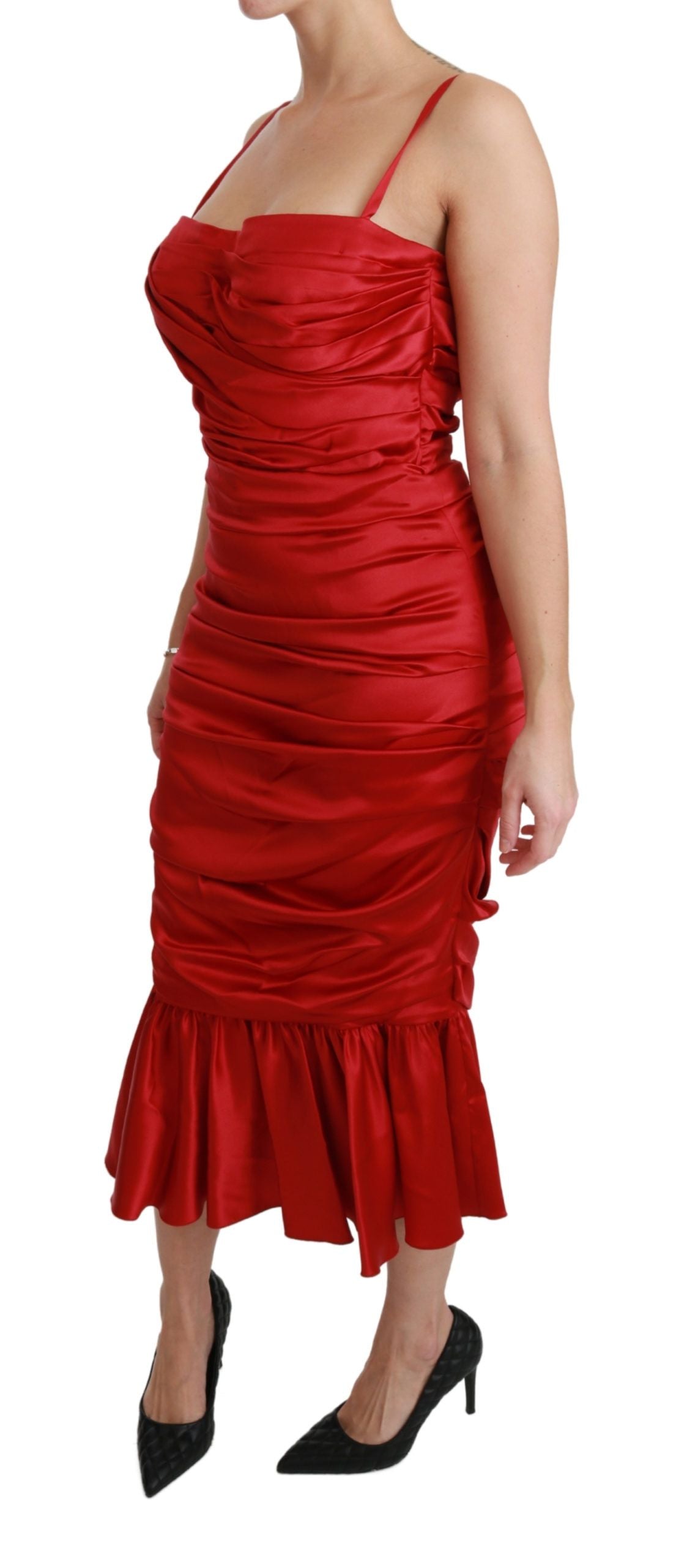 Dolce & Gabbana Red Silk Stretch Mermaid Bodycon Dress Dolce & Gabbana