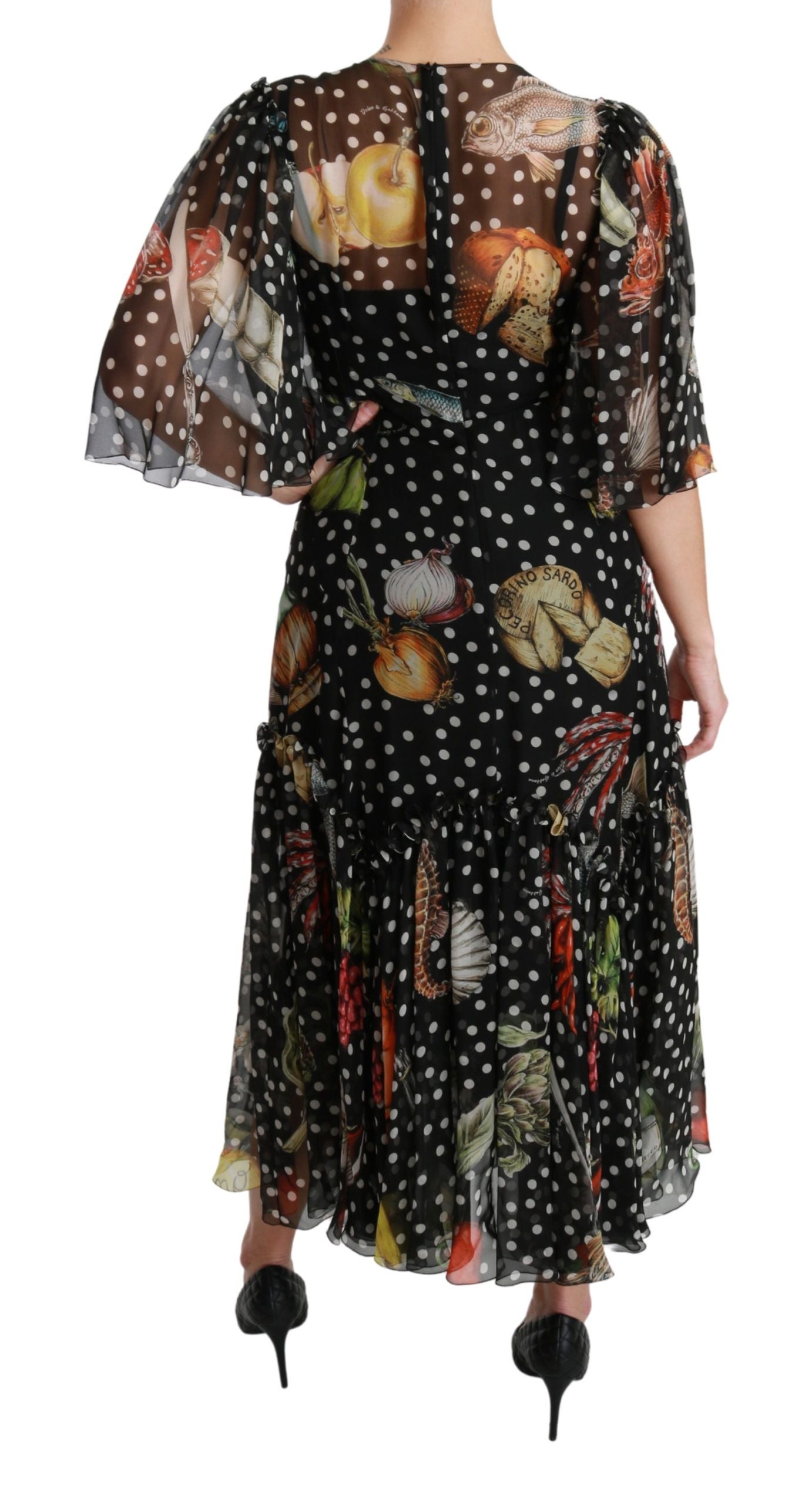 Dolce & Gabbana Black Sea Fish Sicily A-line Shift Dress Dolce & Gabbana