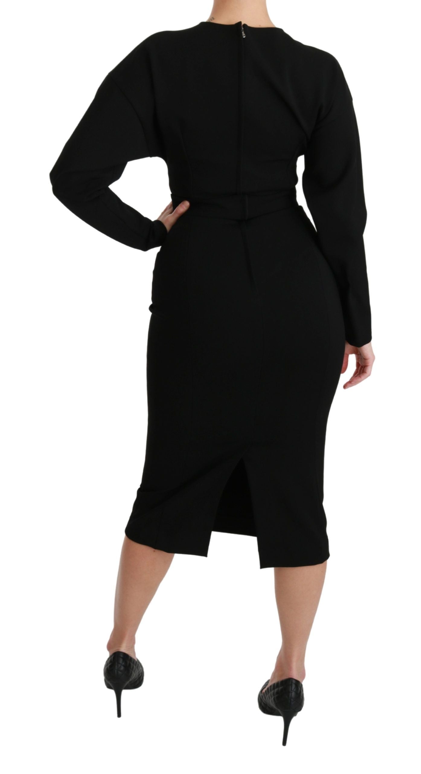 Dolce & Gabbana Black Bodycon Sheath Midi Stretch Dress Dolce & Gabbana