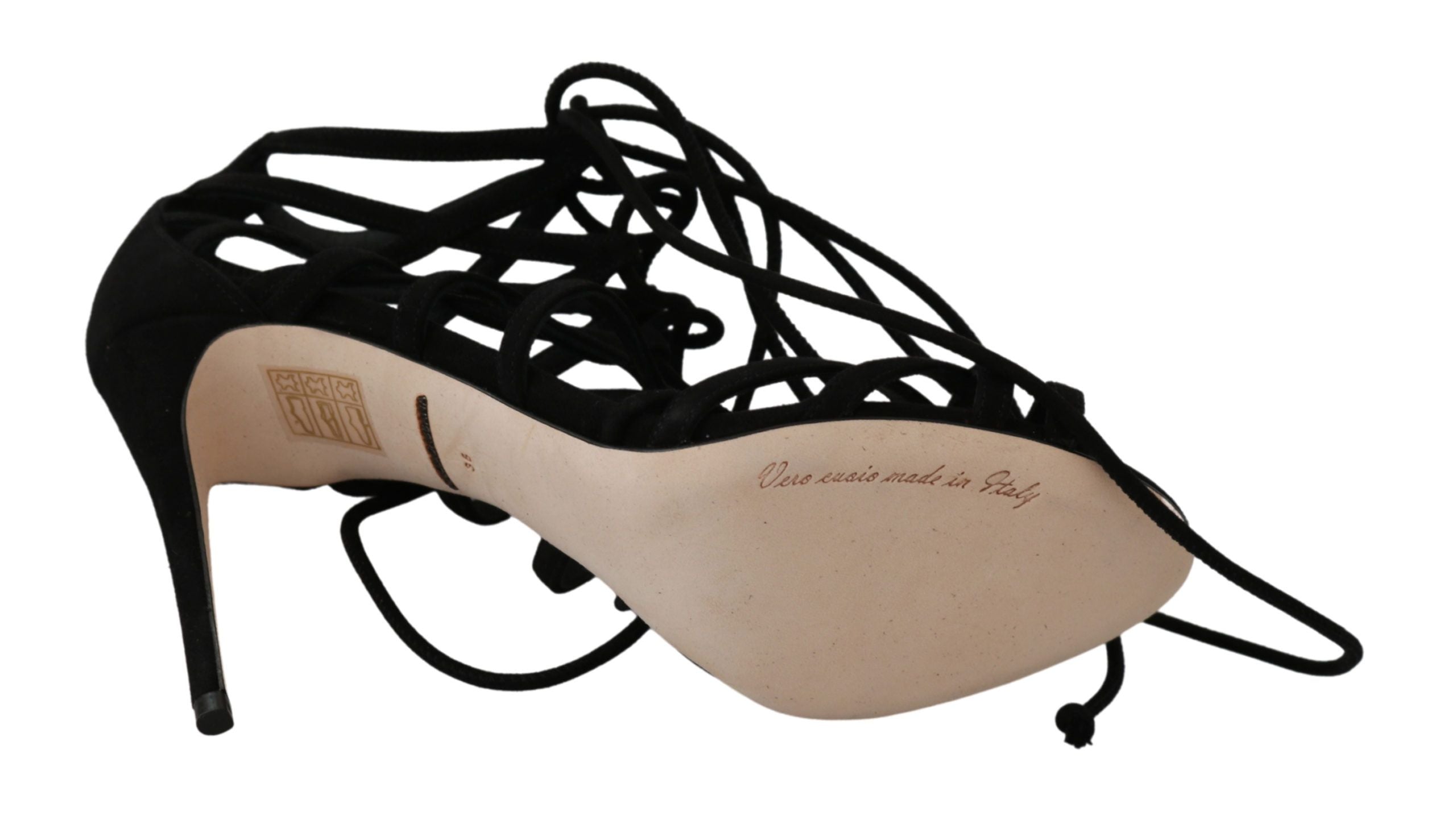 Dolce & Gabbana Black Suede Strap Stilettos Shoes Sandals Dolce & Gabbana