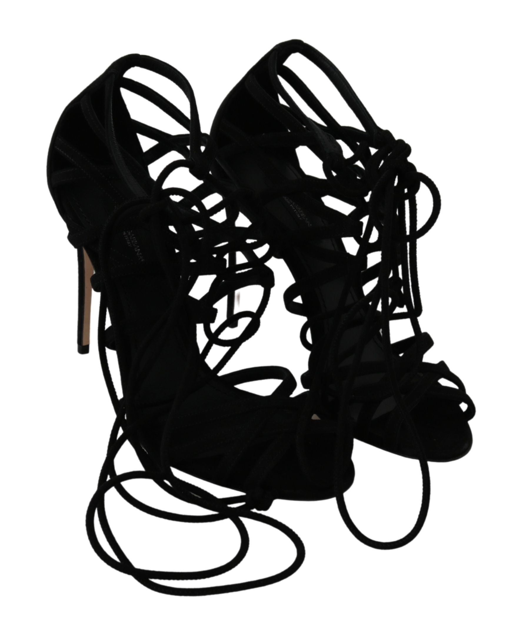 Dolce & Gabbana Black Suede Strap Stilettos Shoes Sandals Dolce & Gabbana