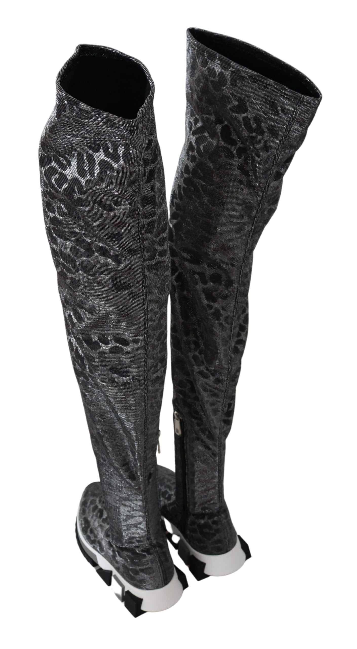Dolce & Gabbana Gray Leopard High Top Sneakers Booties Shoes Dolce & Gabbana