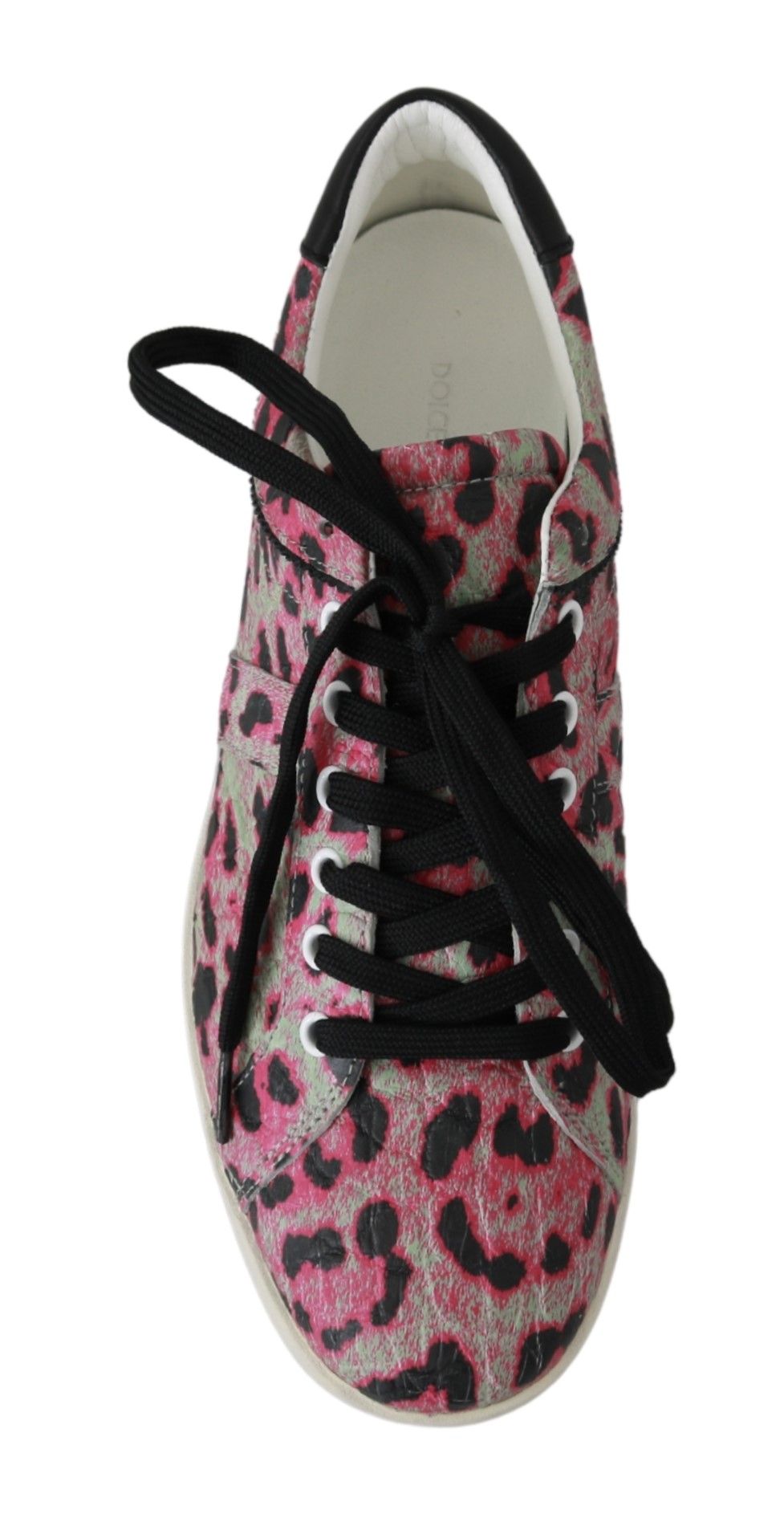 Dolce & Gabbana Pink Leopard Print Training Leather Flat Sneakers Dolce & Gabbana