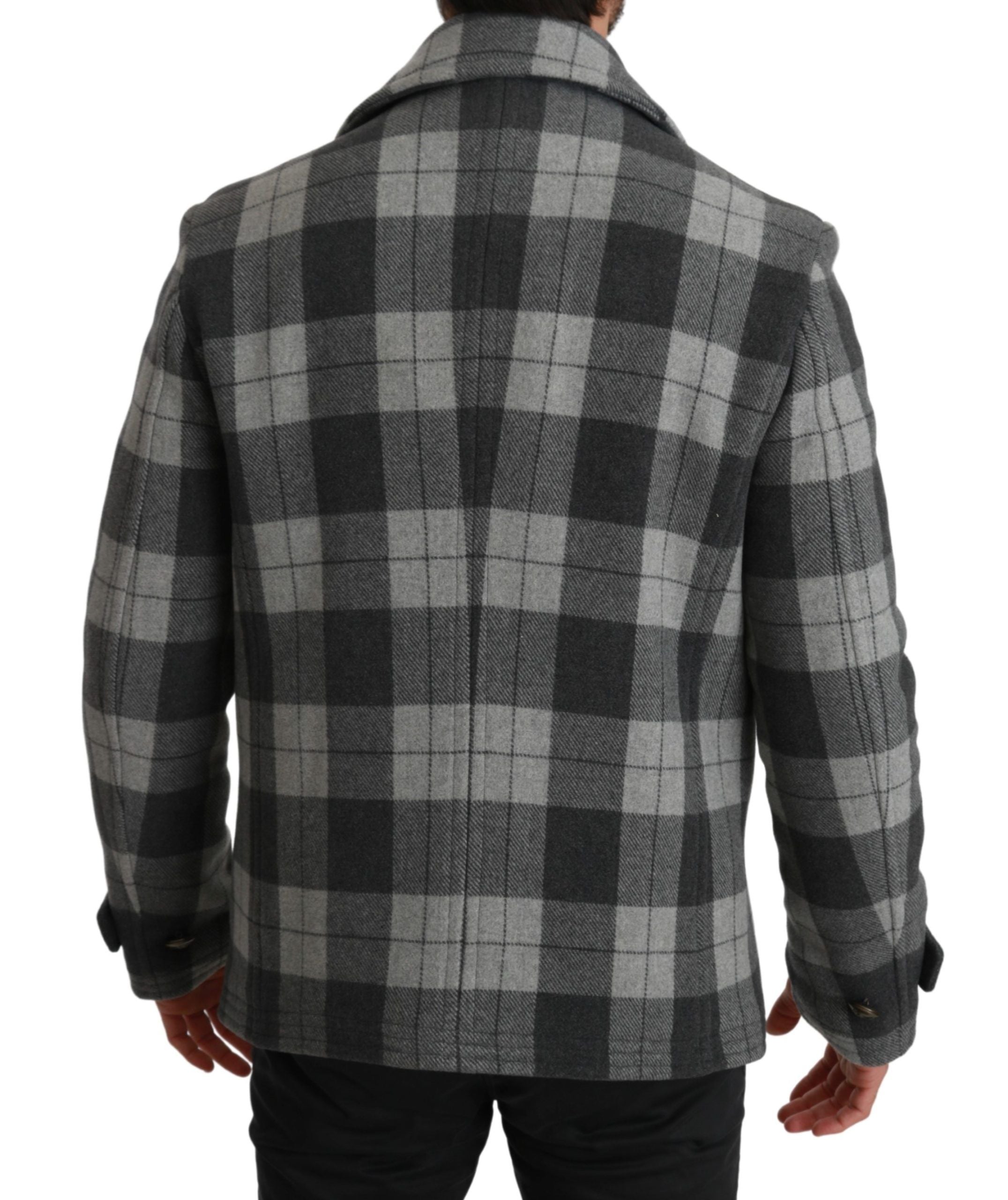 Dolce & Gabbana Gray Check Wool Cashmere Coat Jacket Dolce & Gabbana