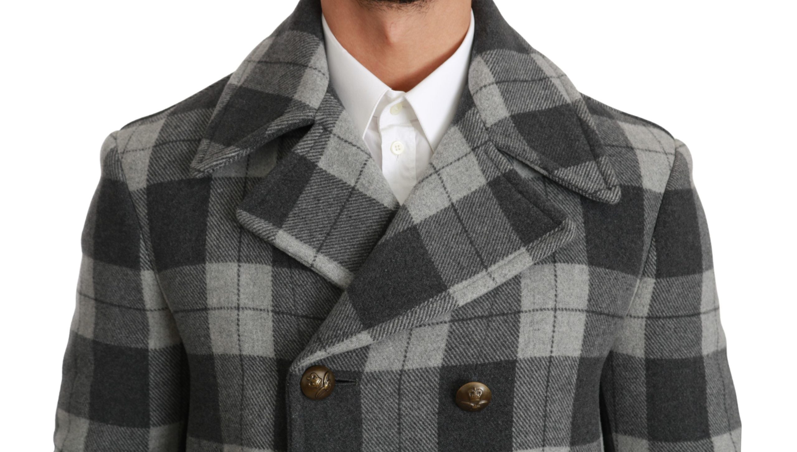 Dolce & Gabbana Gray Check Wool Cashmere Coat Jacket Dolce & Gabbana