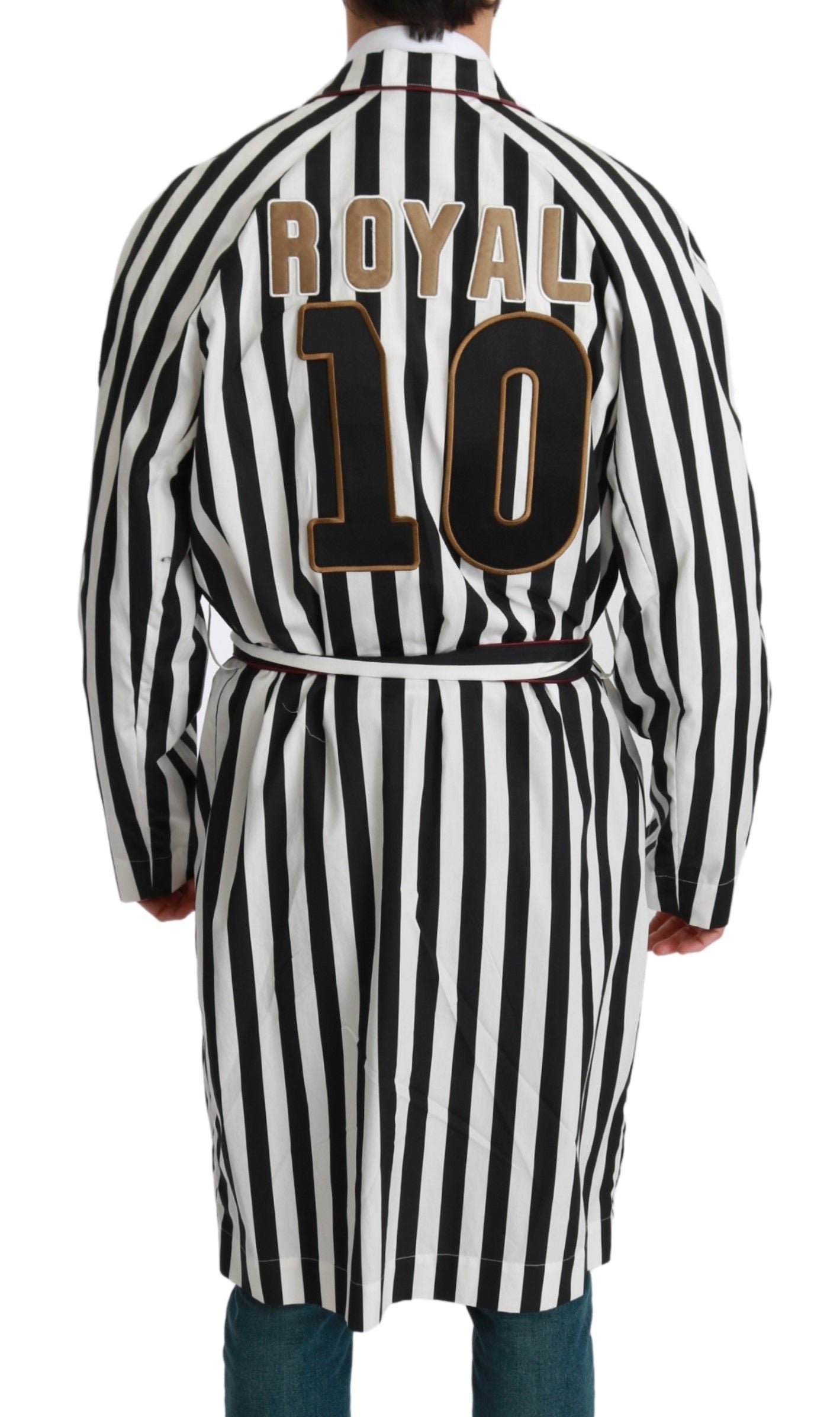 Dolce & Gabbana Black Coat Nightgown  White Cotton Robe Dolce & Gabbana