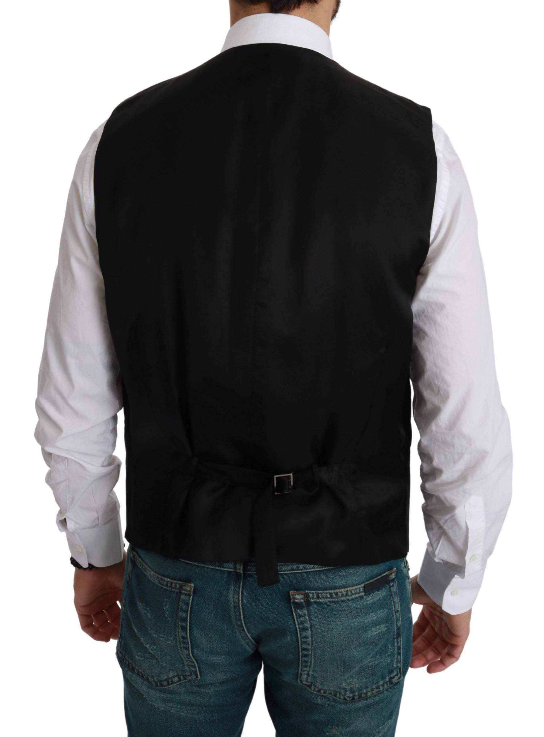 Dolce & Gabbana White Black Stripes Waistcoat Formal Vest Dolce & Gabbana