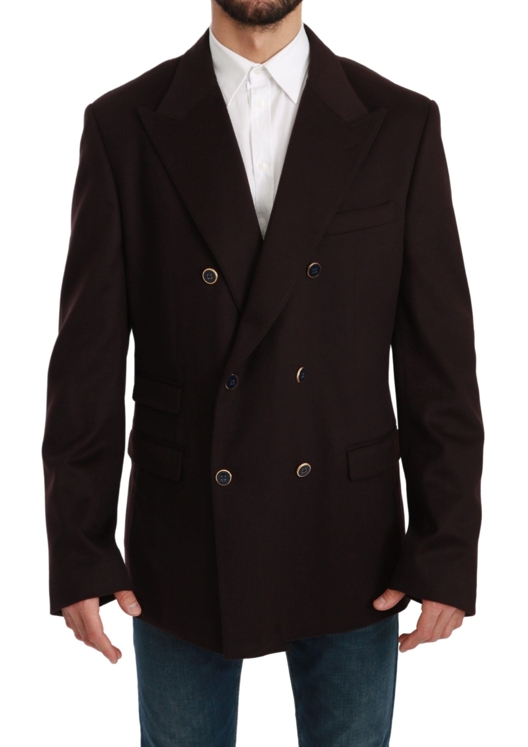 Dolce & Gabbana Bordeaux Cashmere Coat TAORMINA Blazer Dolce & Gabbana