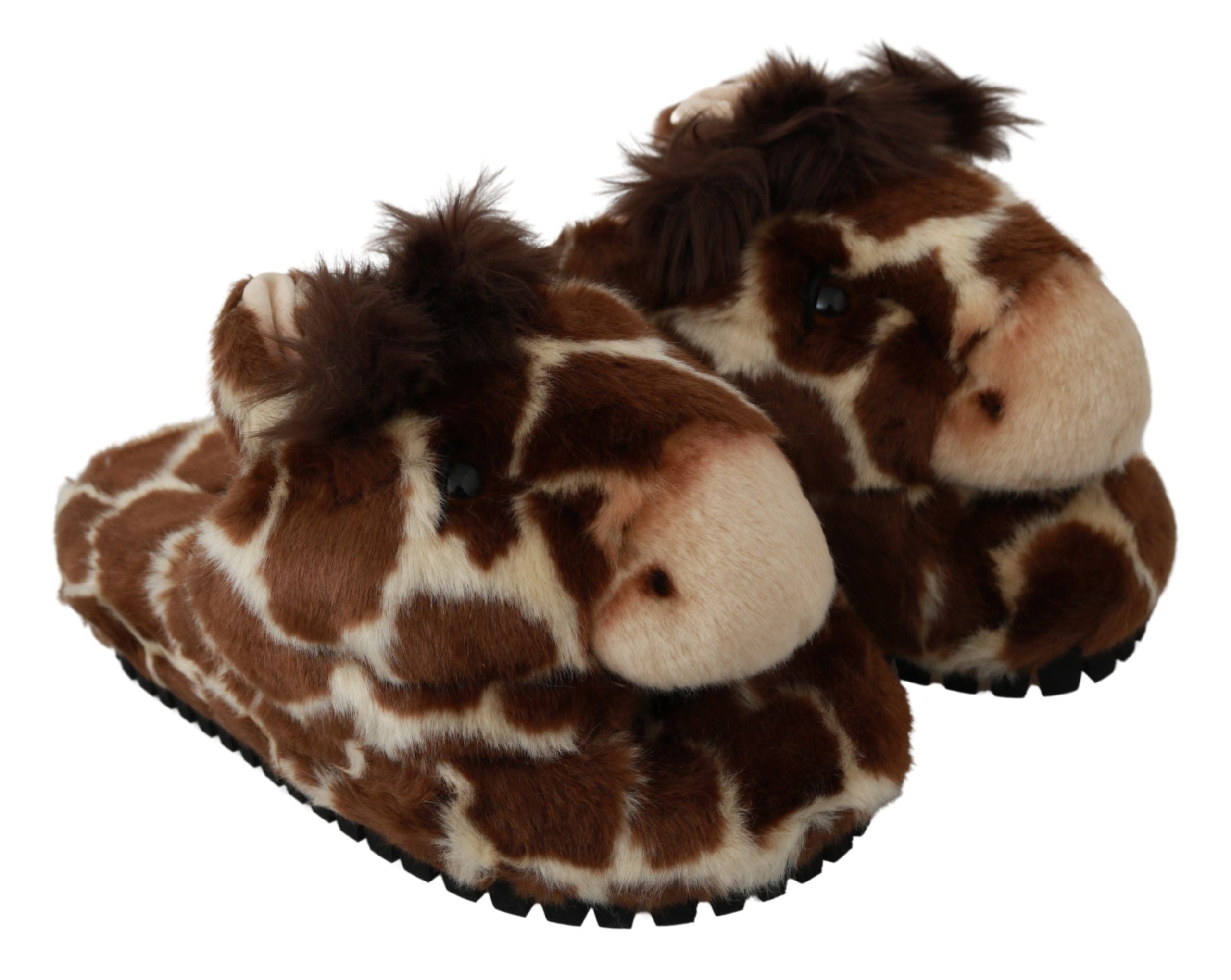 Dolce & Gabbana Brown Giraffe Slippers Flats Sandals Shoes Dolce & Gabbana