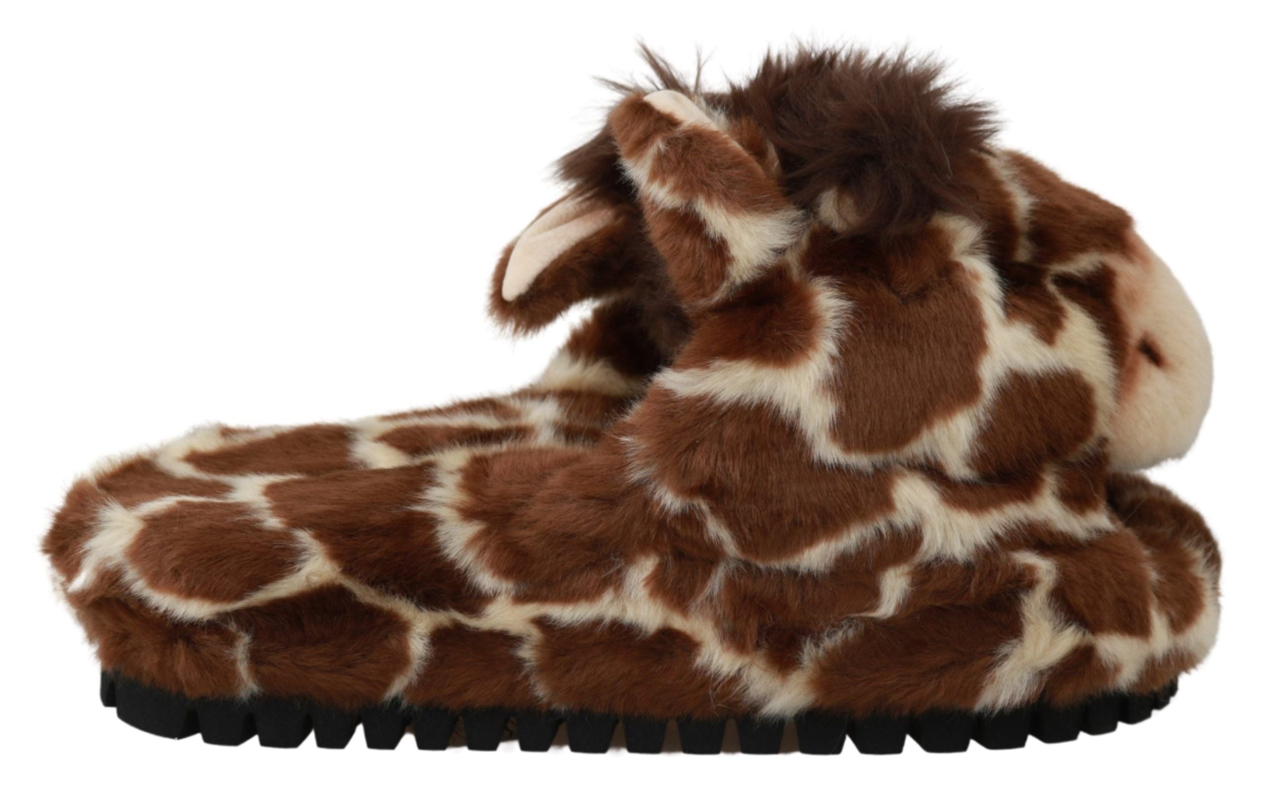 Dolce & Gabbana Brown Giraffe Slippers Flats Sandals Shoes Dolce & Gabbana
