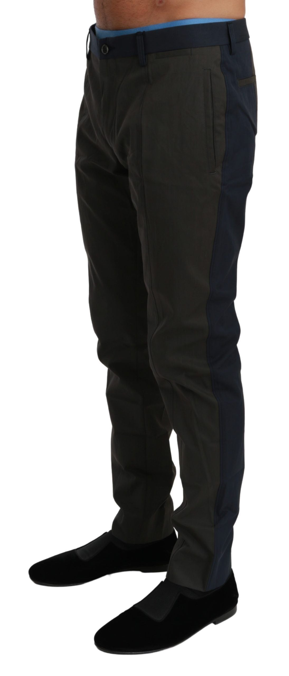 Dolce & Gabbana Blue Gray Stripes Trouser Cotton Pants Dolce & Gabbana