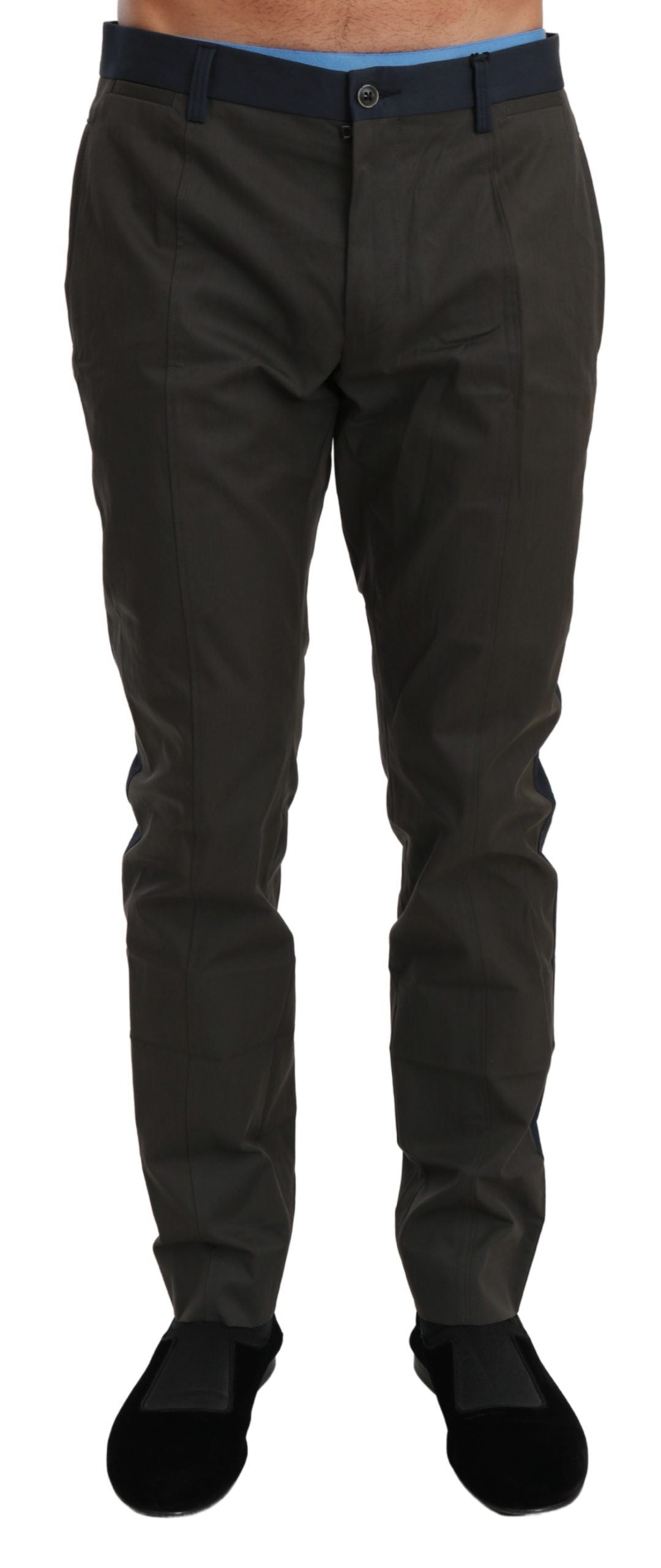 Dolce & Gabbana Blue Gray Stripes Trouser Cotton Pants Dolce & Gabbana