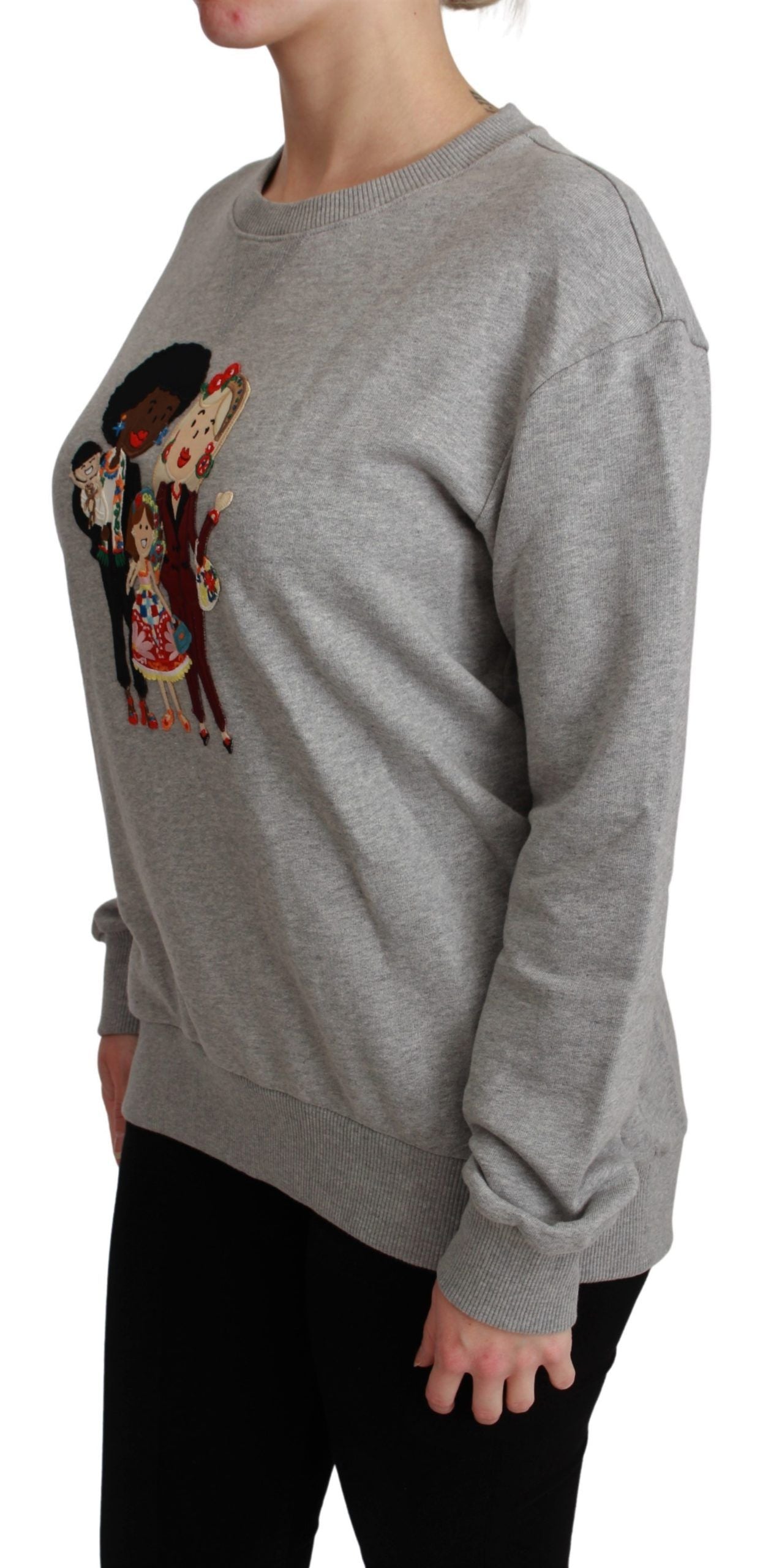 Dolce & Gabbana Gray #dgfamily Cotton Pullover Sweater Dolce & Gabbana