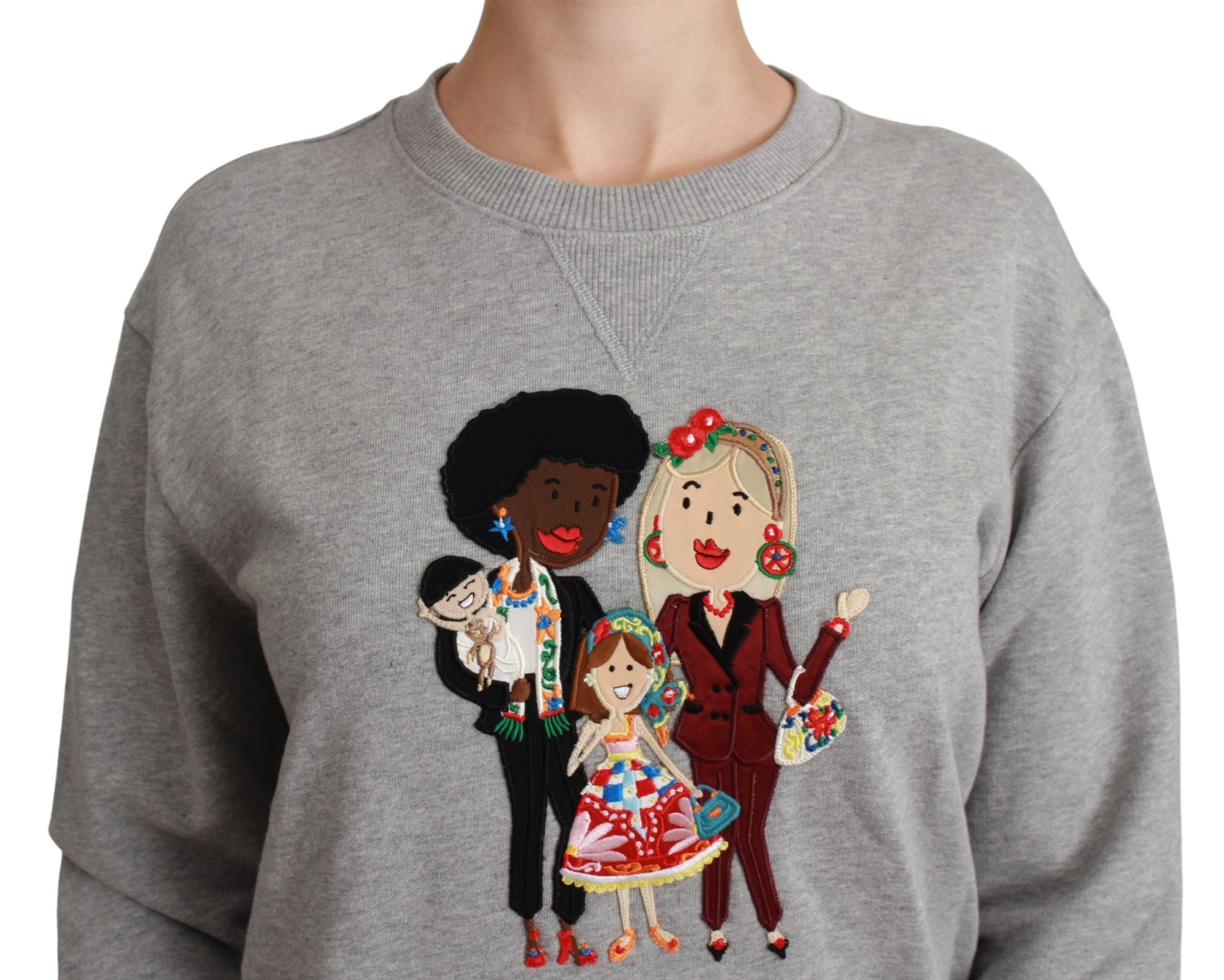 Dolce & Gabbana Gray #dgfamily Cotton Pullover Sweater Dolce & Gabbana