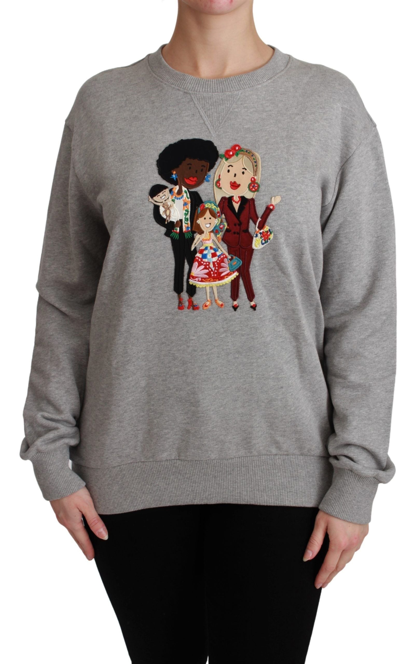 Dolce & Gabbana Gray #dgfamily Cotton Pullover Sweater Dolce & Gabbana